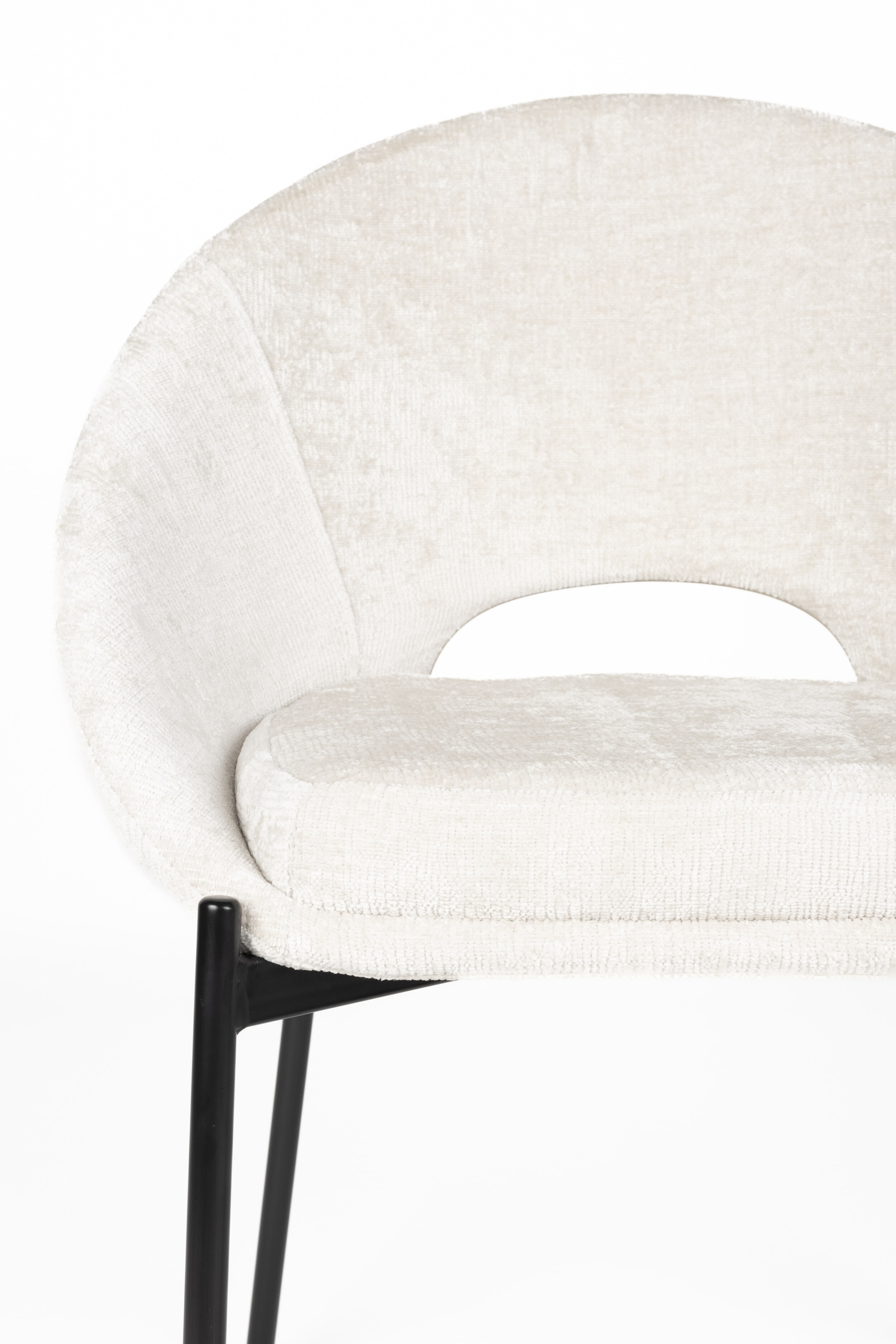 ZILT Eetkamerstoel 'Danon' Chenille, kleur Off White