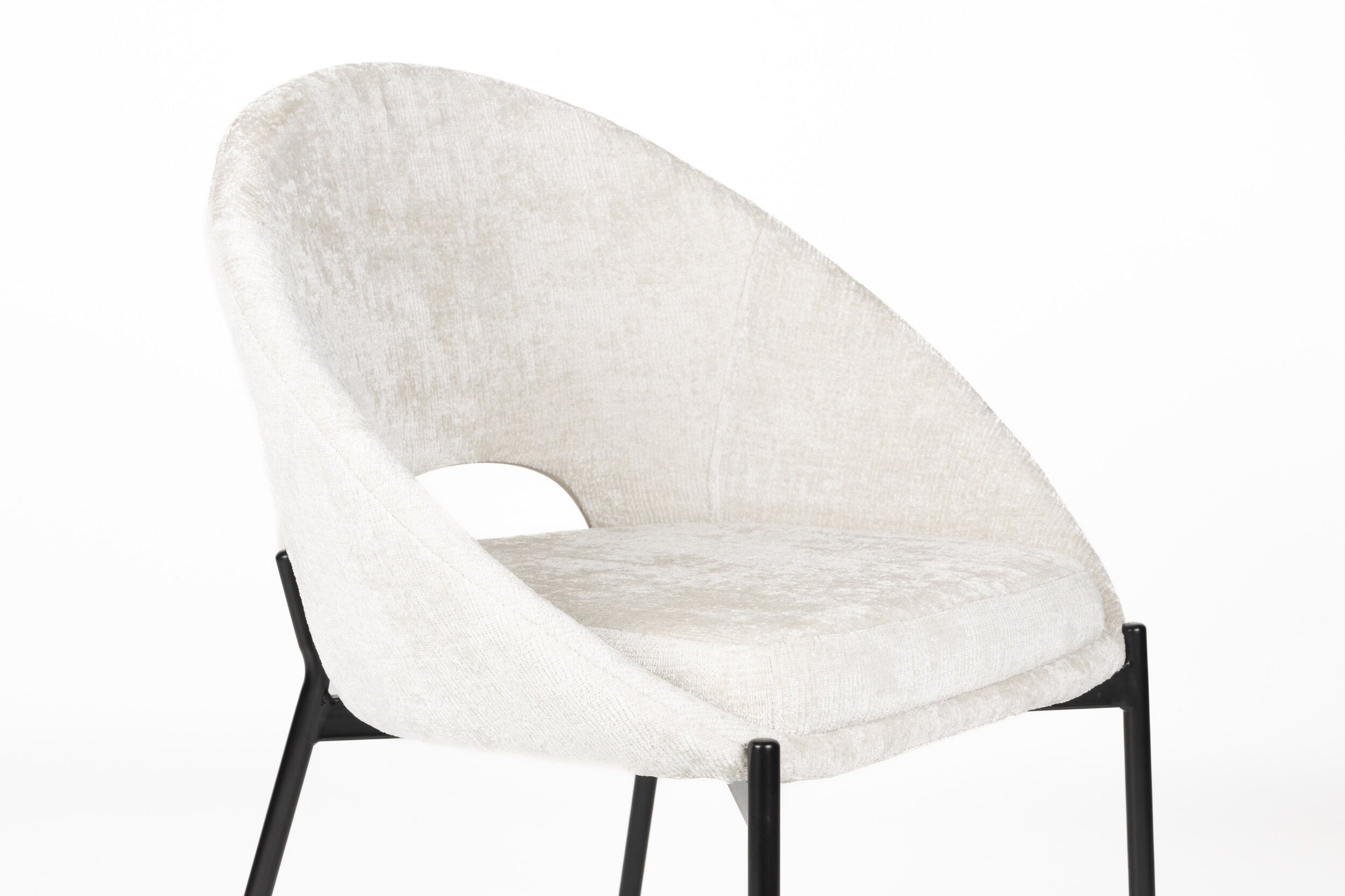 ZILT Eetkamerstoel 'Danon' Chenille, kleur Off White
