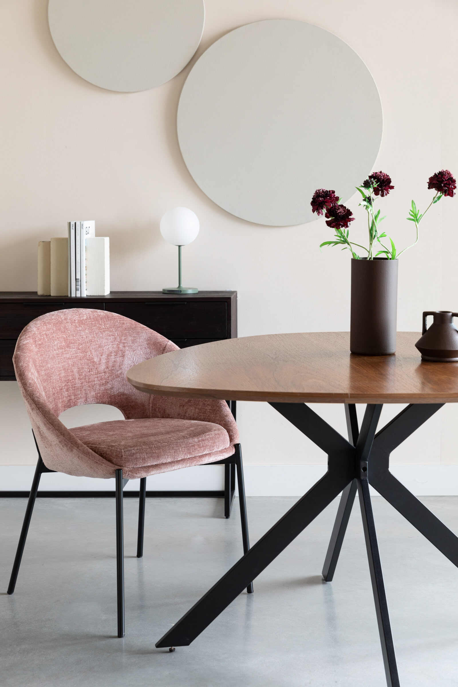 ZILT Eetkamerstoel 'Danon' Chenille, kleur Oud Roze