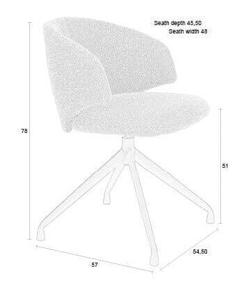 ZILT Draaibare Eetkamerstoel 'Azra' Bouclé, kleur Bruin
