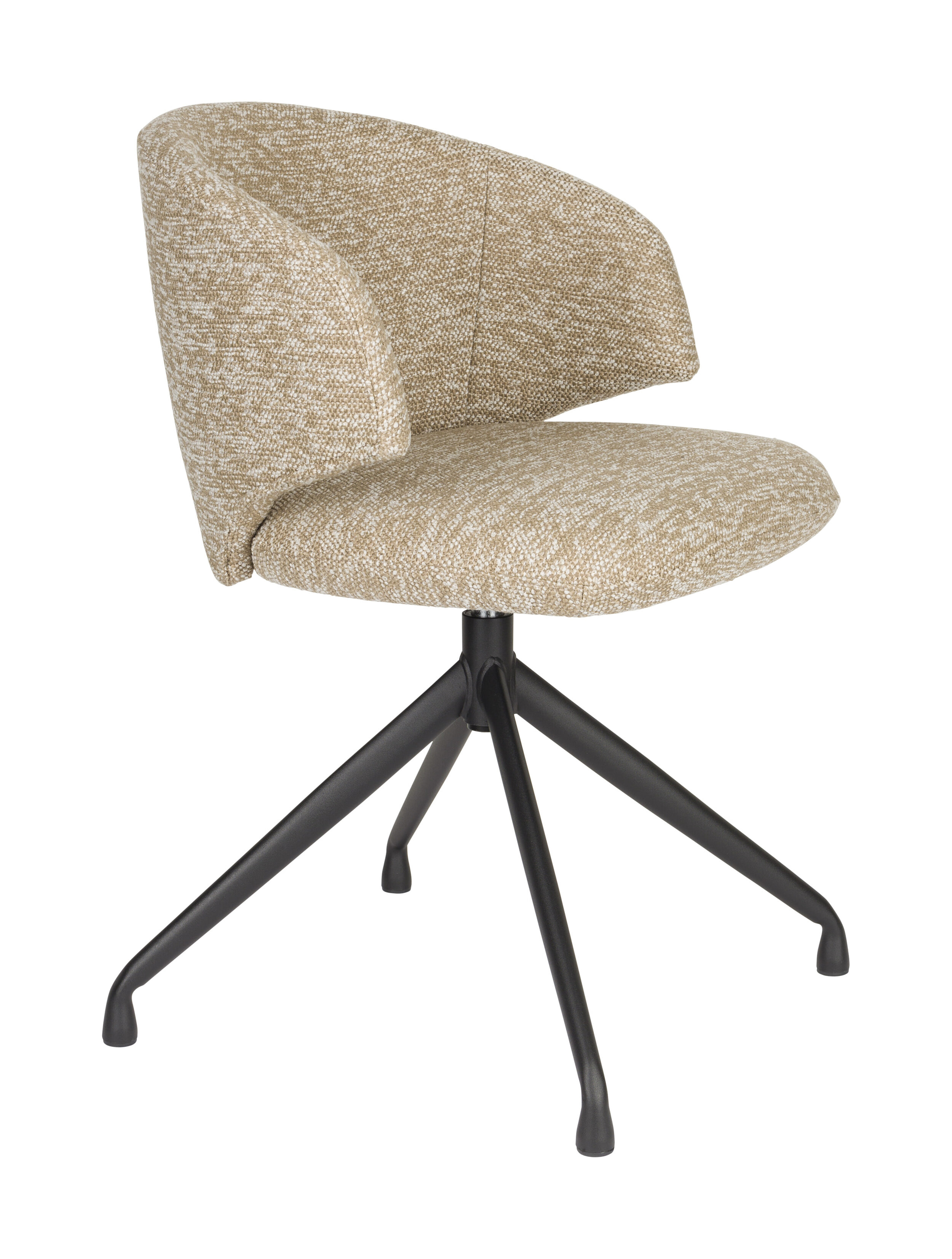 ZILT Draaibare Eetkamerstoel 'Azra' Bouclé, kleur Bruin