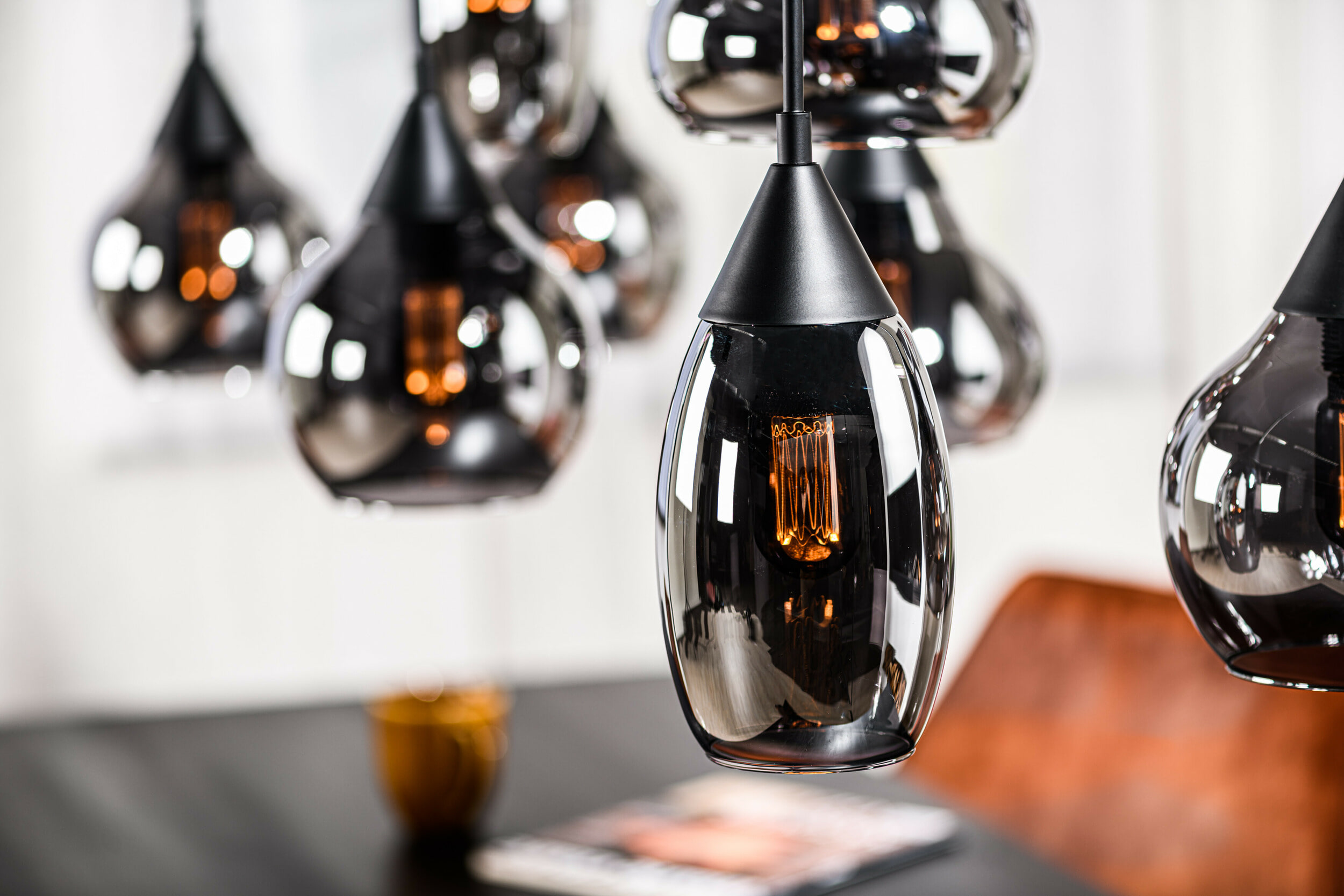 BASE Hanglamp 'Nino' 8-lamps, kleur Smoke