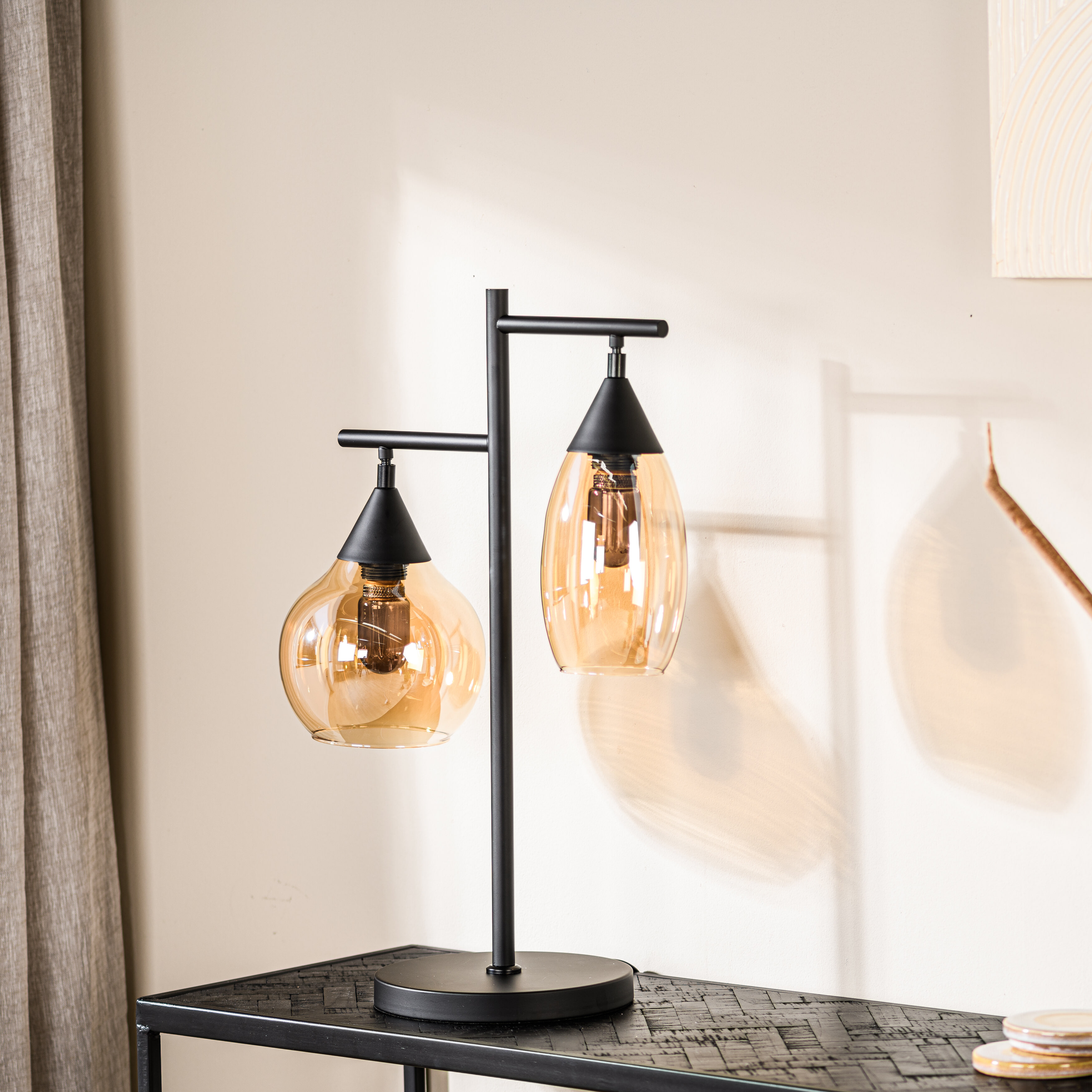 BASE Tafellamp Landi 2-lamps, Glas - Amber