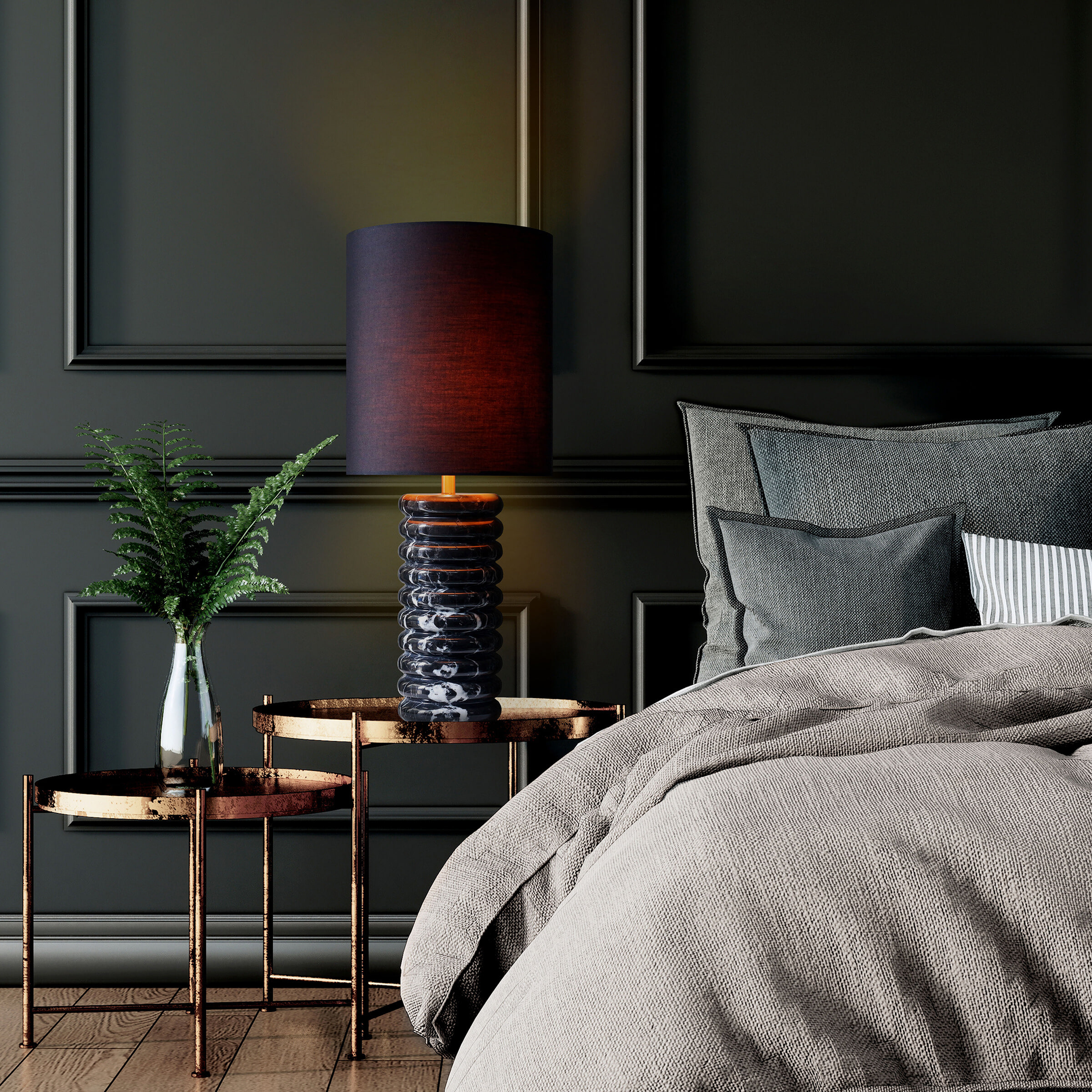 Artistiq Tafellamp 'Rosann' Marmer, kleur zwart