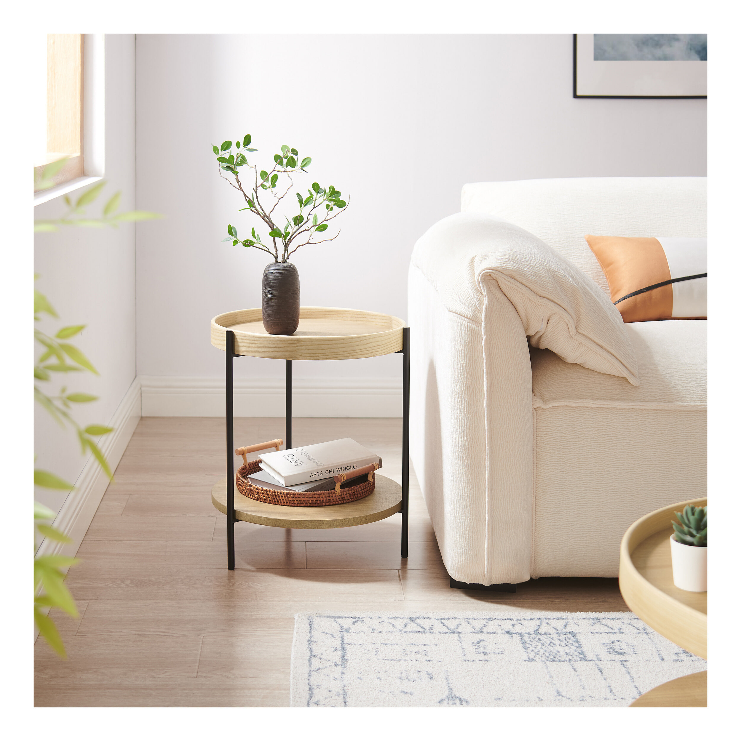 Artistiq Ronde Bijzettafel Sylver MDF en metaal, 44cm