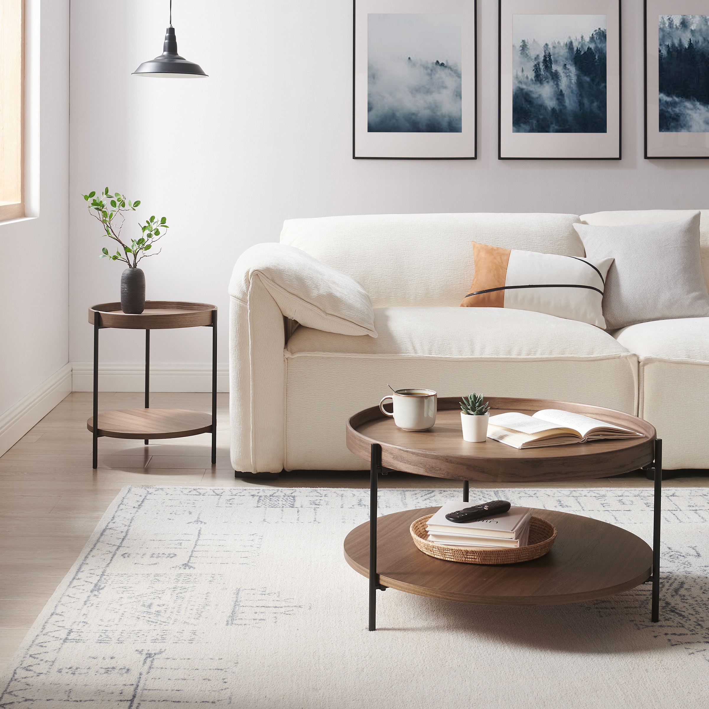 Artistiq Ronde Salontafel 'Sylver' 69cm, kleur walnoot