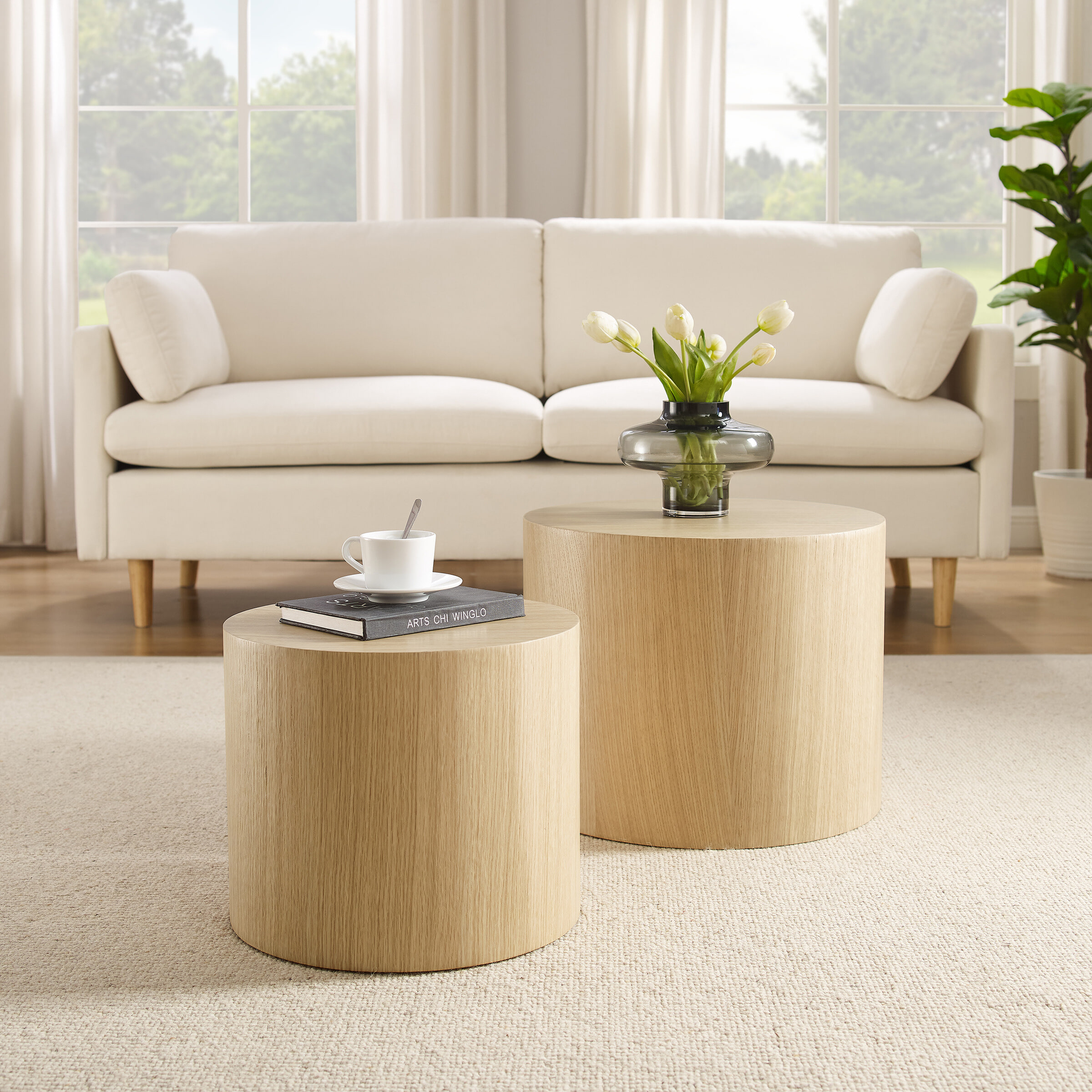 Artistiq Ronde Salontafel 'Jolyn' MDF, Set van 2 stuks