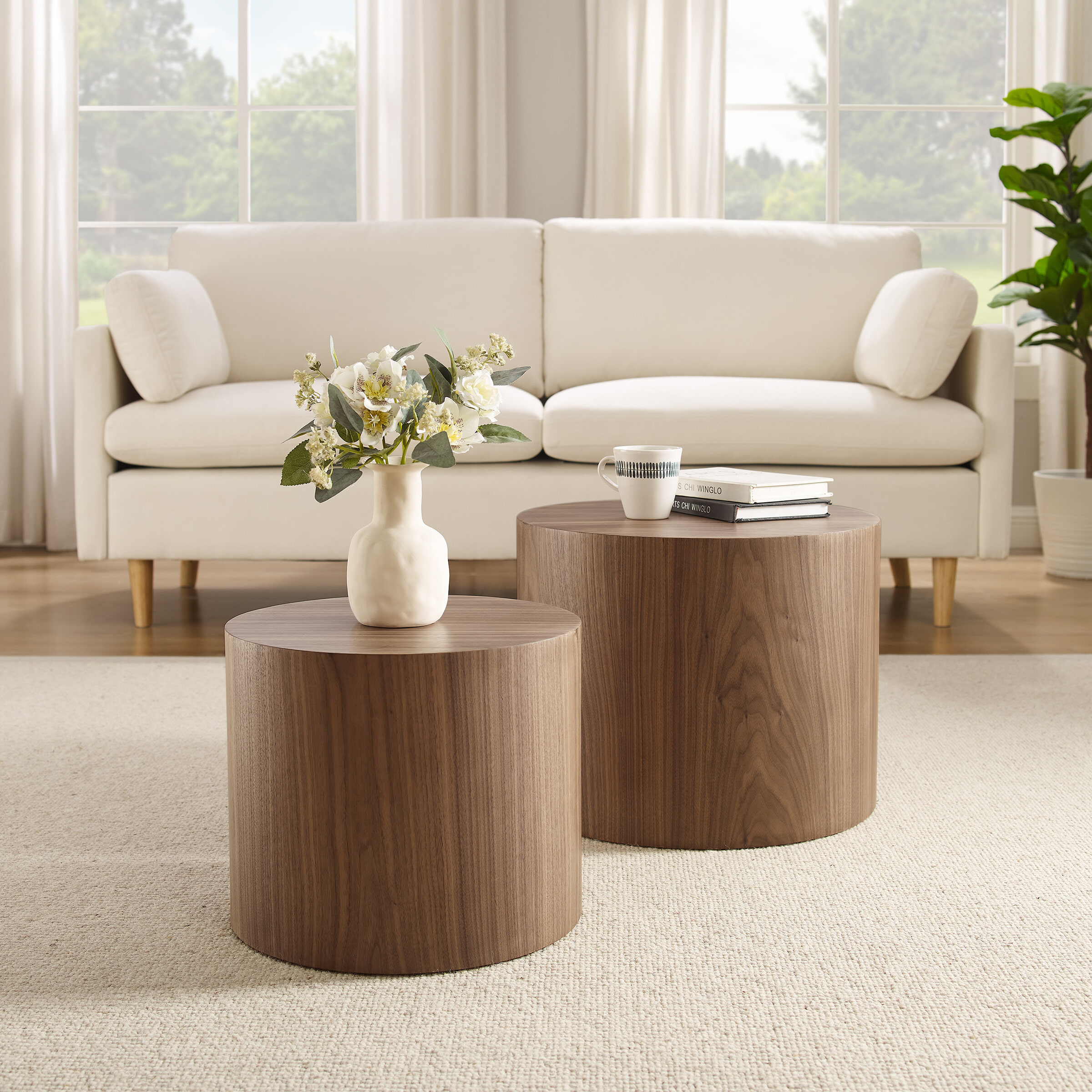 Artistiq Salontafel 'Jolyn' Set van 2 stuks, kleur Walnoot