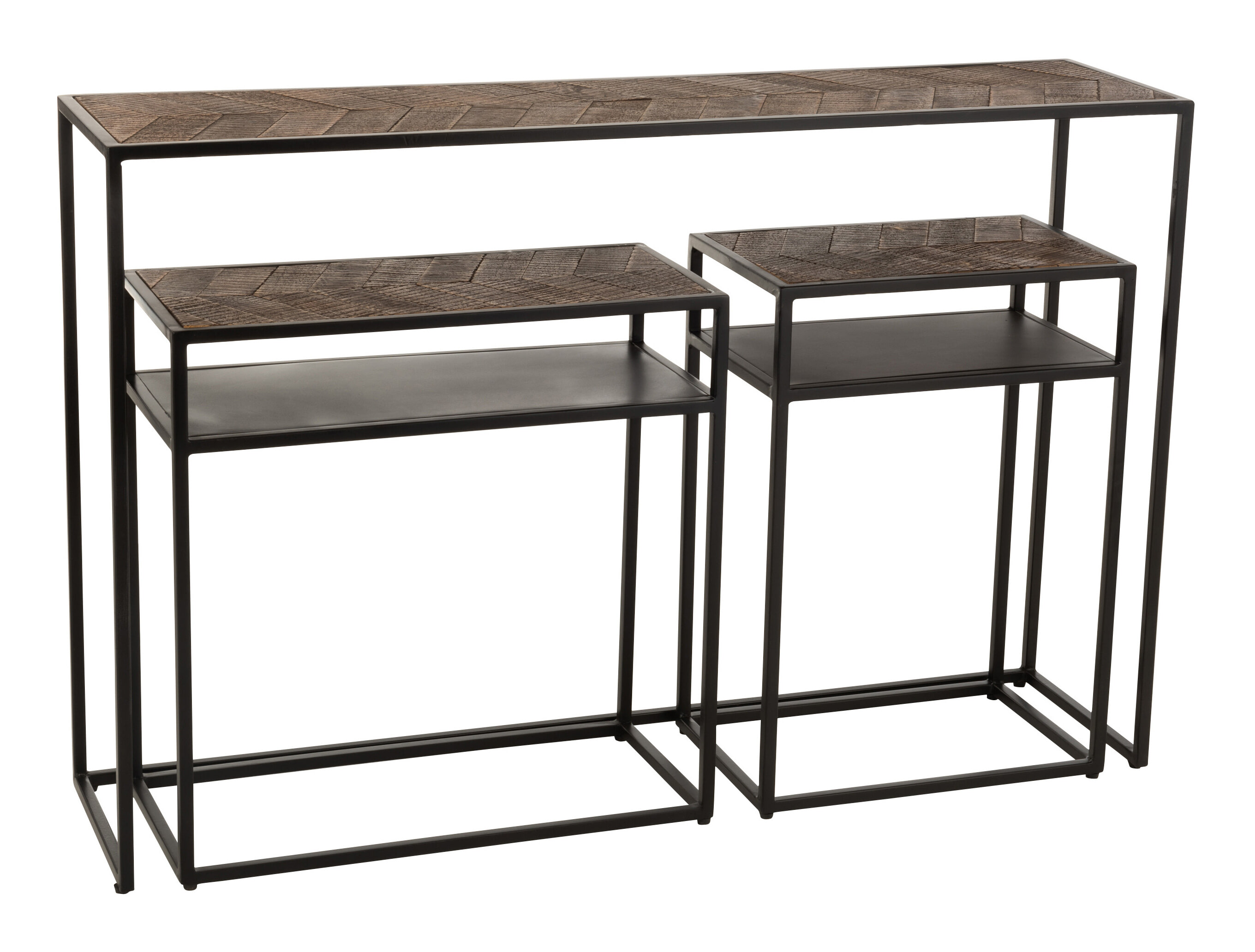 J-Line Sidetable 'Flory' Mangohout, Set van 3 stuks J-Line Sidetable 'Flory' Mangohout, Set van 3 stuks
