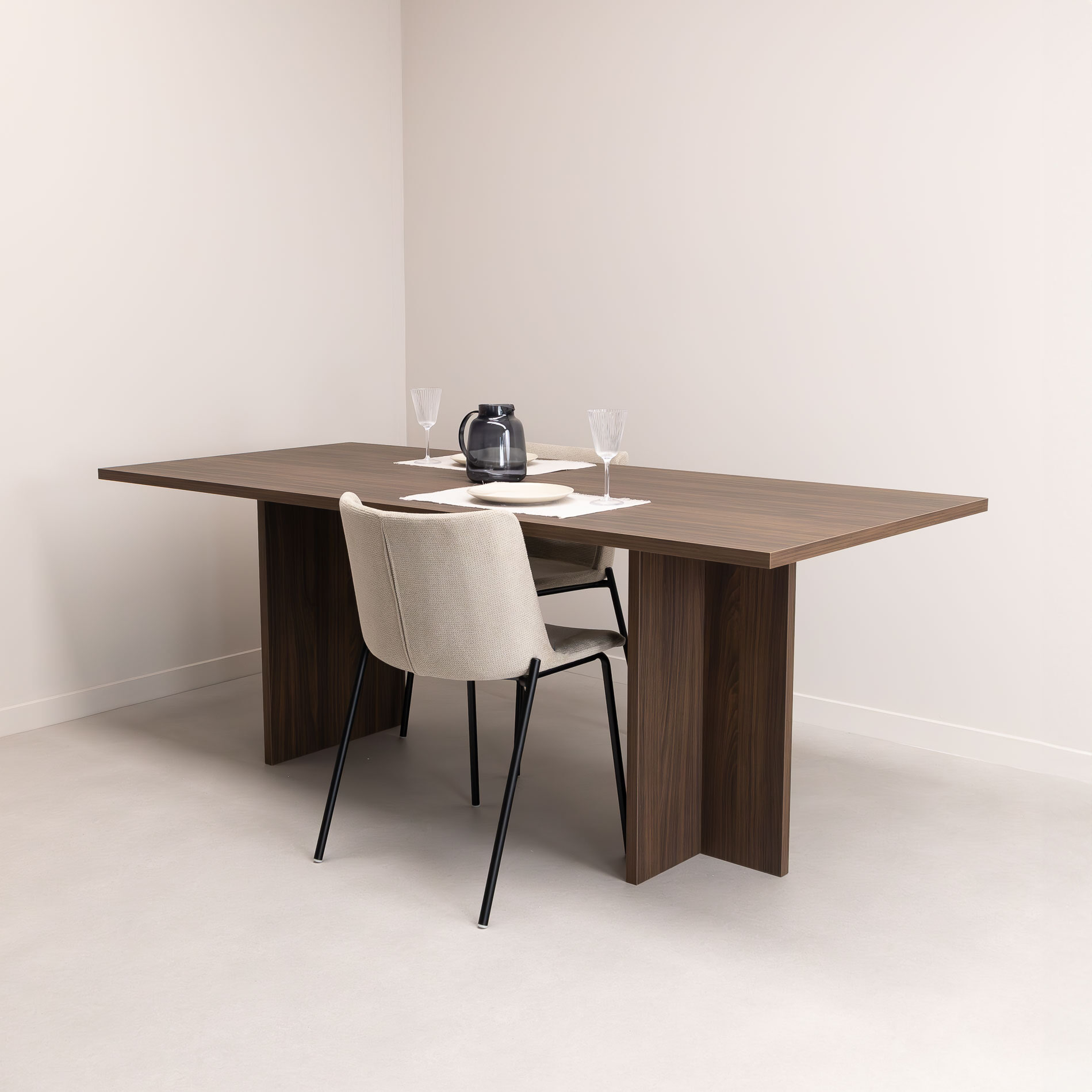 Stalux Eettafel Clay 200 x 90cm - notenhout