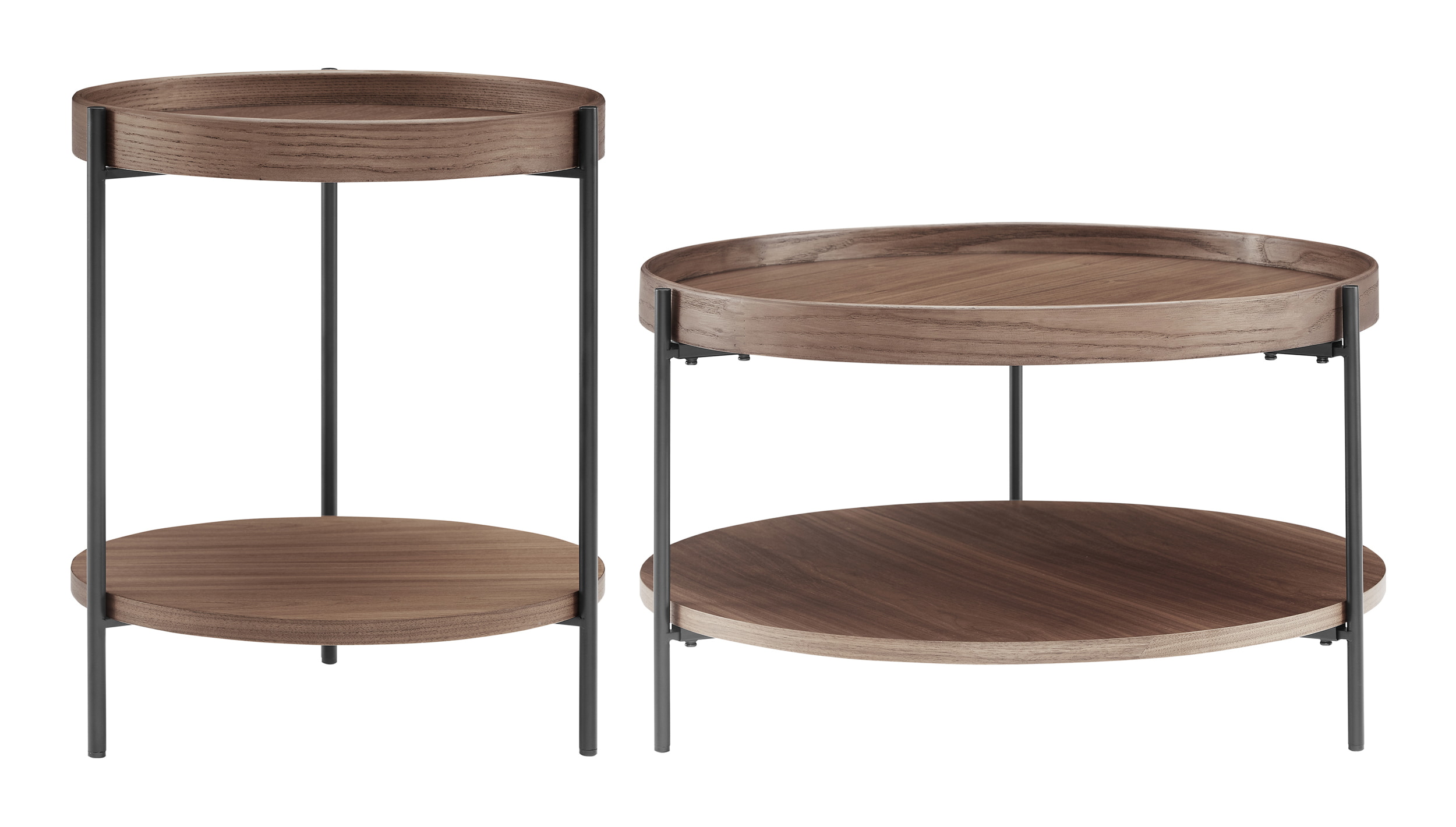 Artistiq Salontafel 'Sylver' set van 2, kleur walnoot