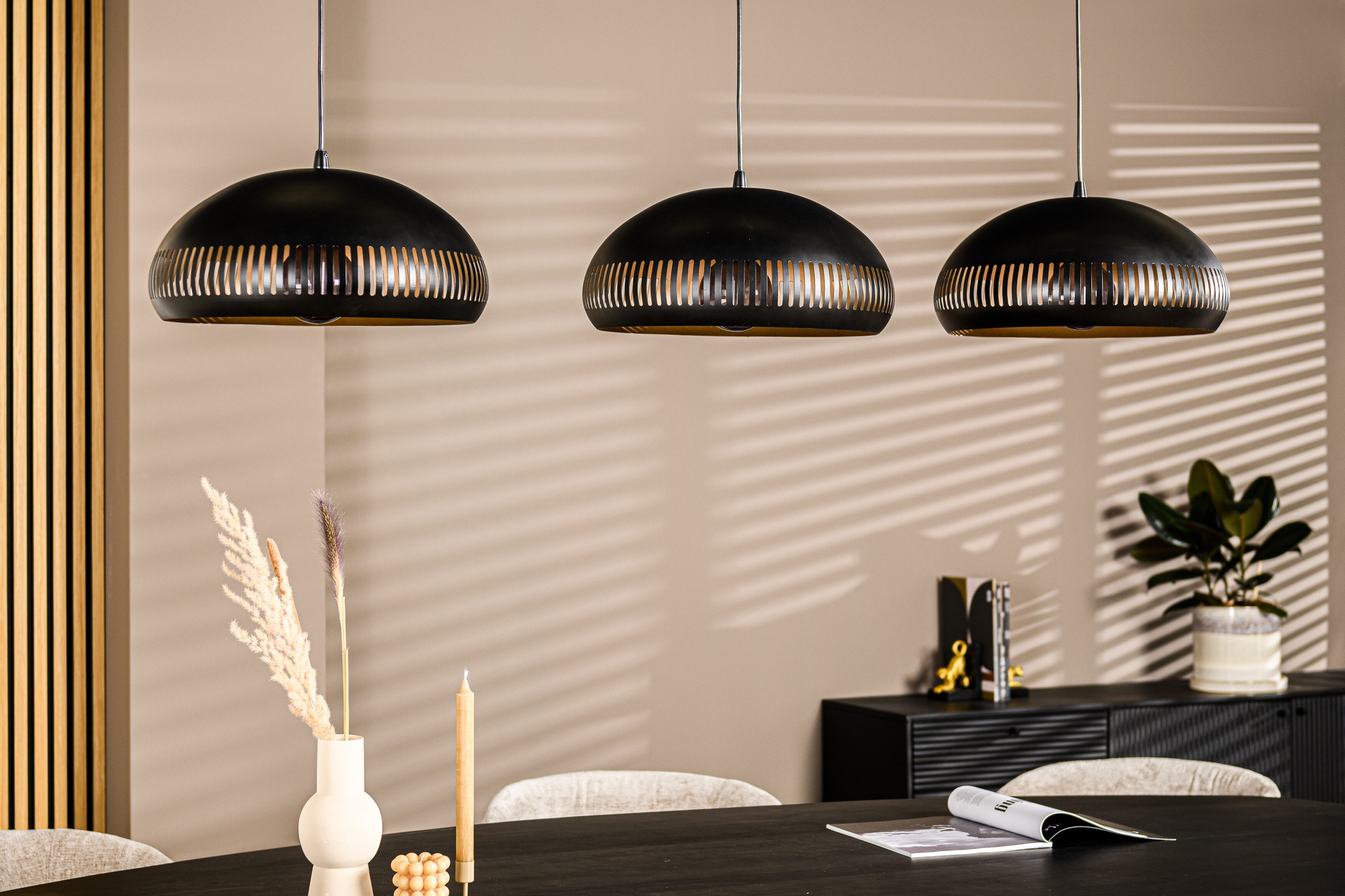 BASE Hanglamp 'Rachel' 3-lamps, kleur Zwart