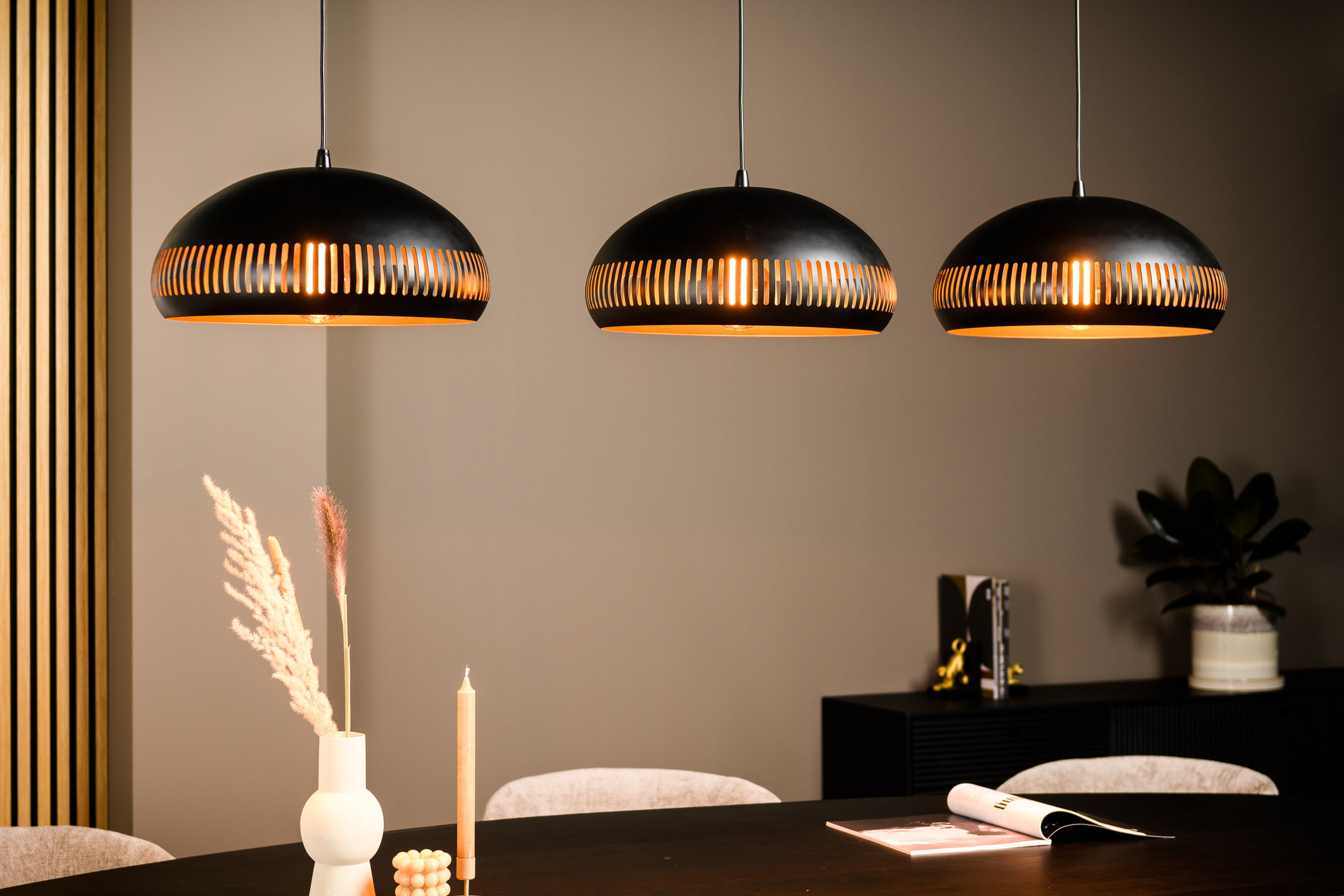 BASE Hanglamp 'Rachel' 3-lamps, kleur Zwart