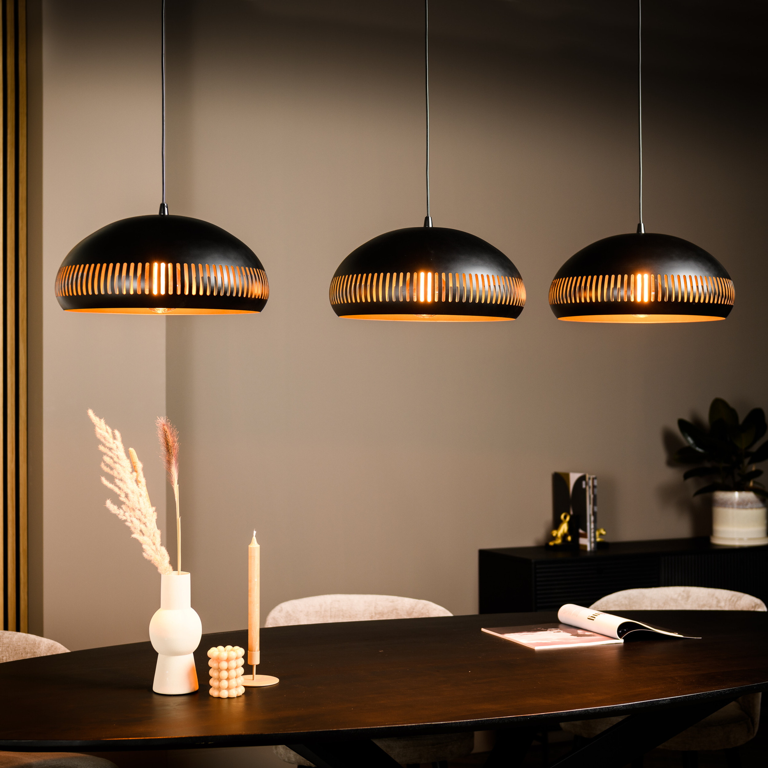 BASE Hanglamp 'Rachel' 3-lamps, kleur Zwart