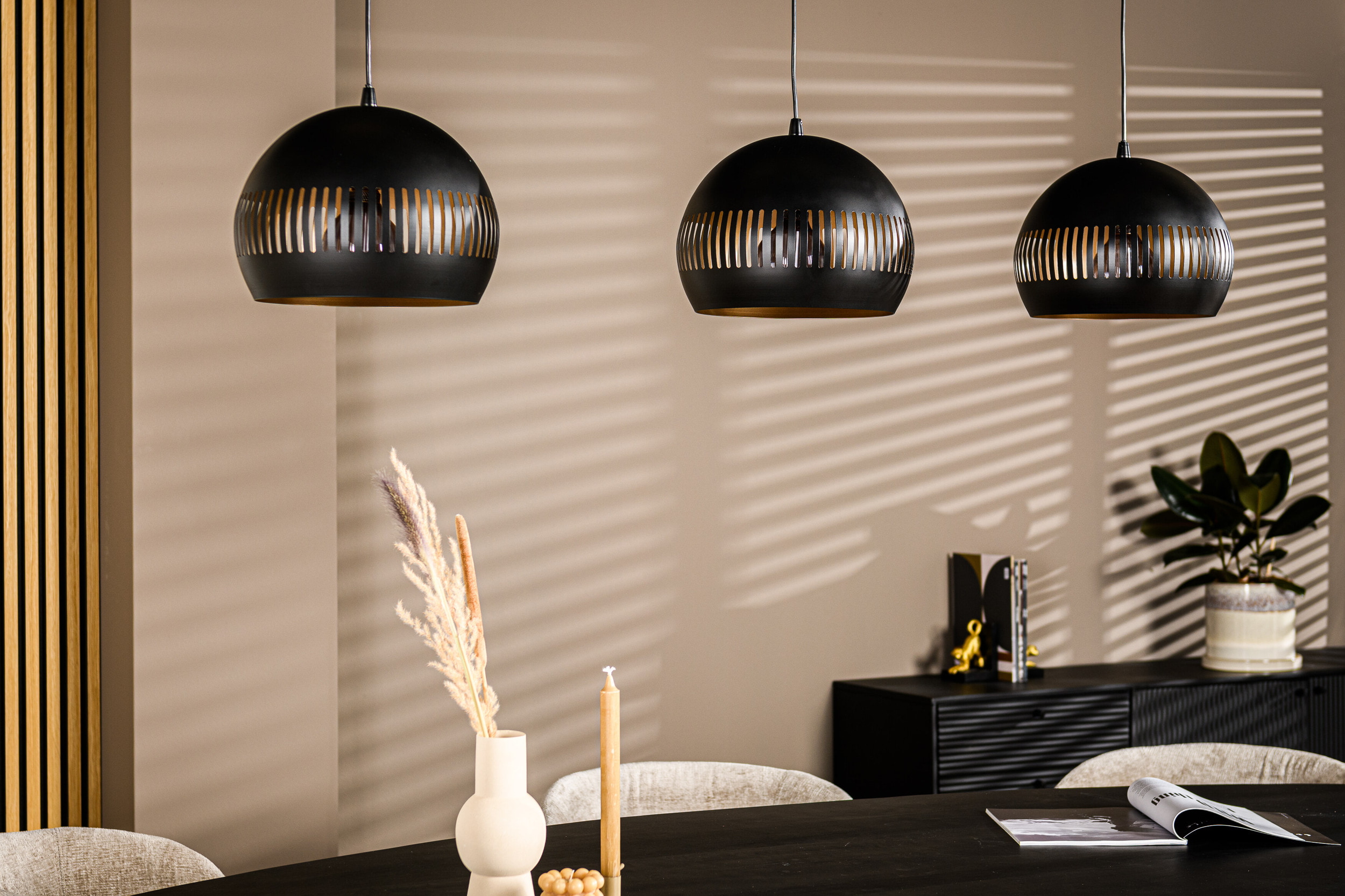 BASE Hanglamp 'Rachel' 3-lamps, kleur Zwart