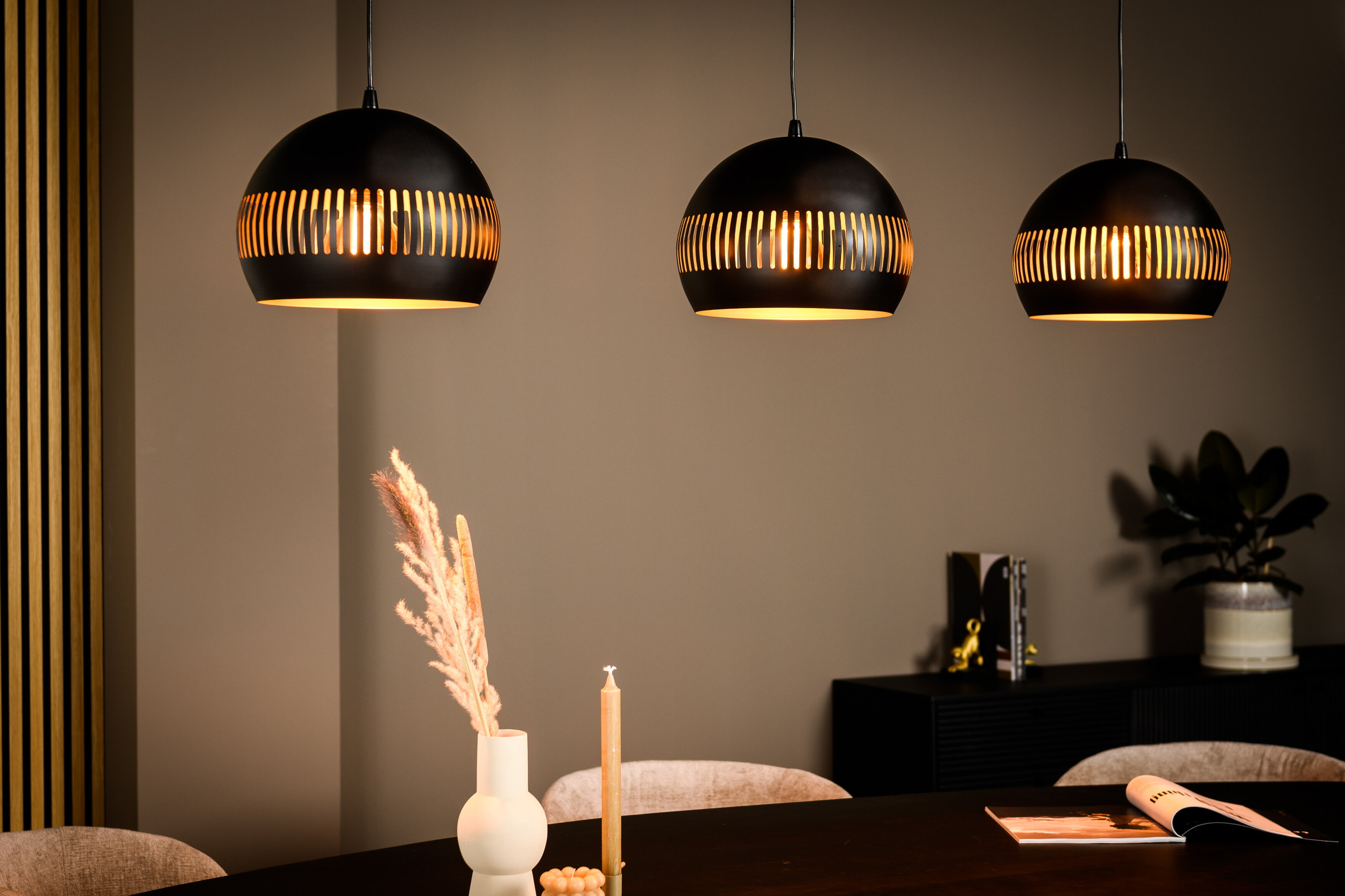 BASE Hanglamp 'Rachel' 3-lamps, kleur Zwart