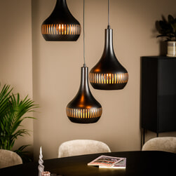 BASE Hanglamp 'Rachel' 3-lamps, kleur Zwart