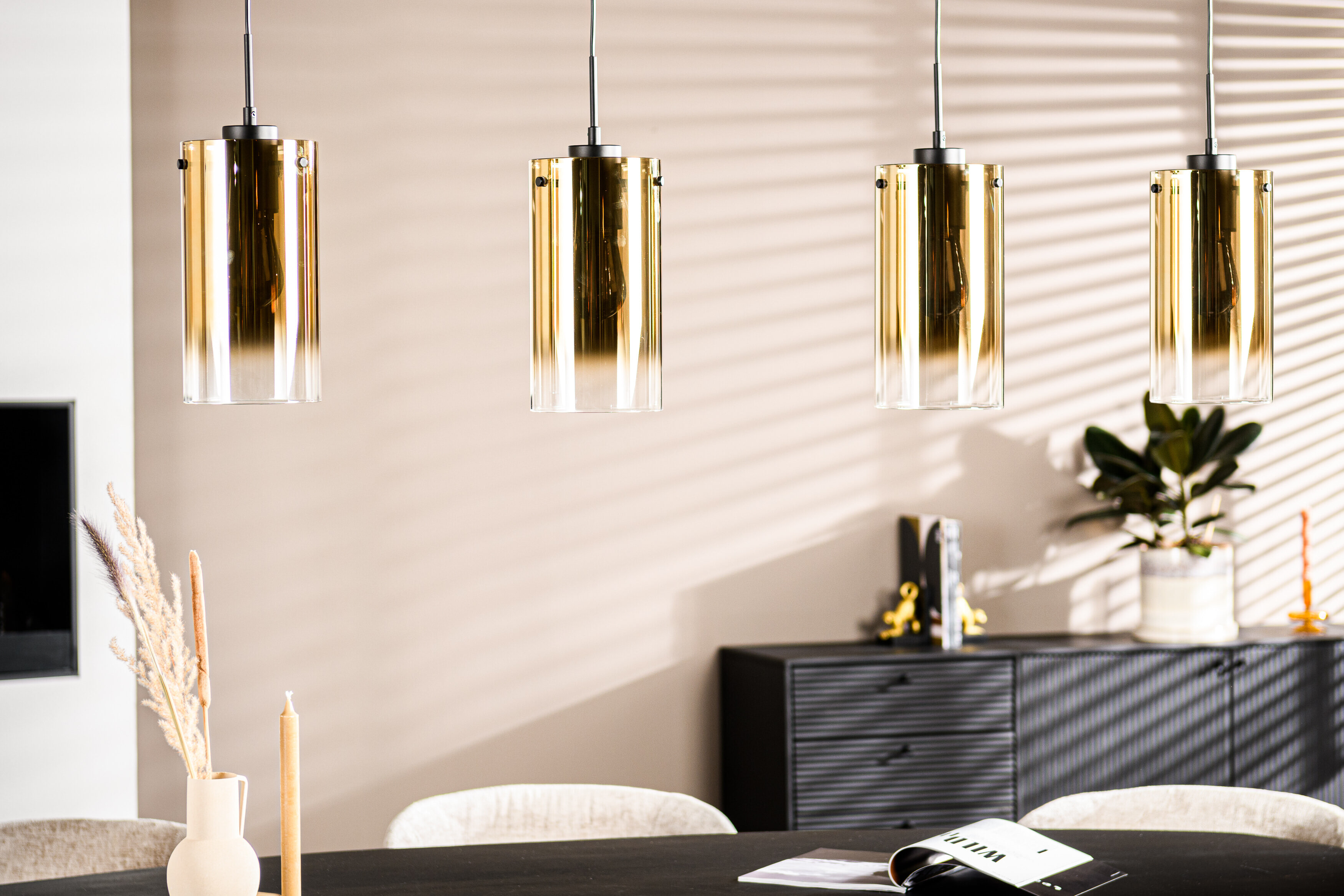 BASE Hanglamp 'Annabelle' 4-lamps, kleur Goud