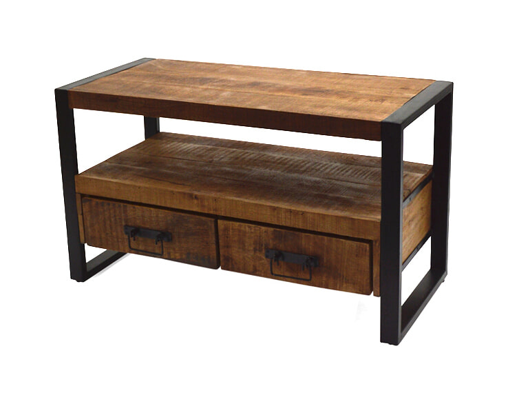 Livingfurn Industrieel TV-meubel Strong Mangohout en staal, 102 cm
