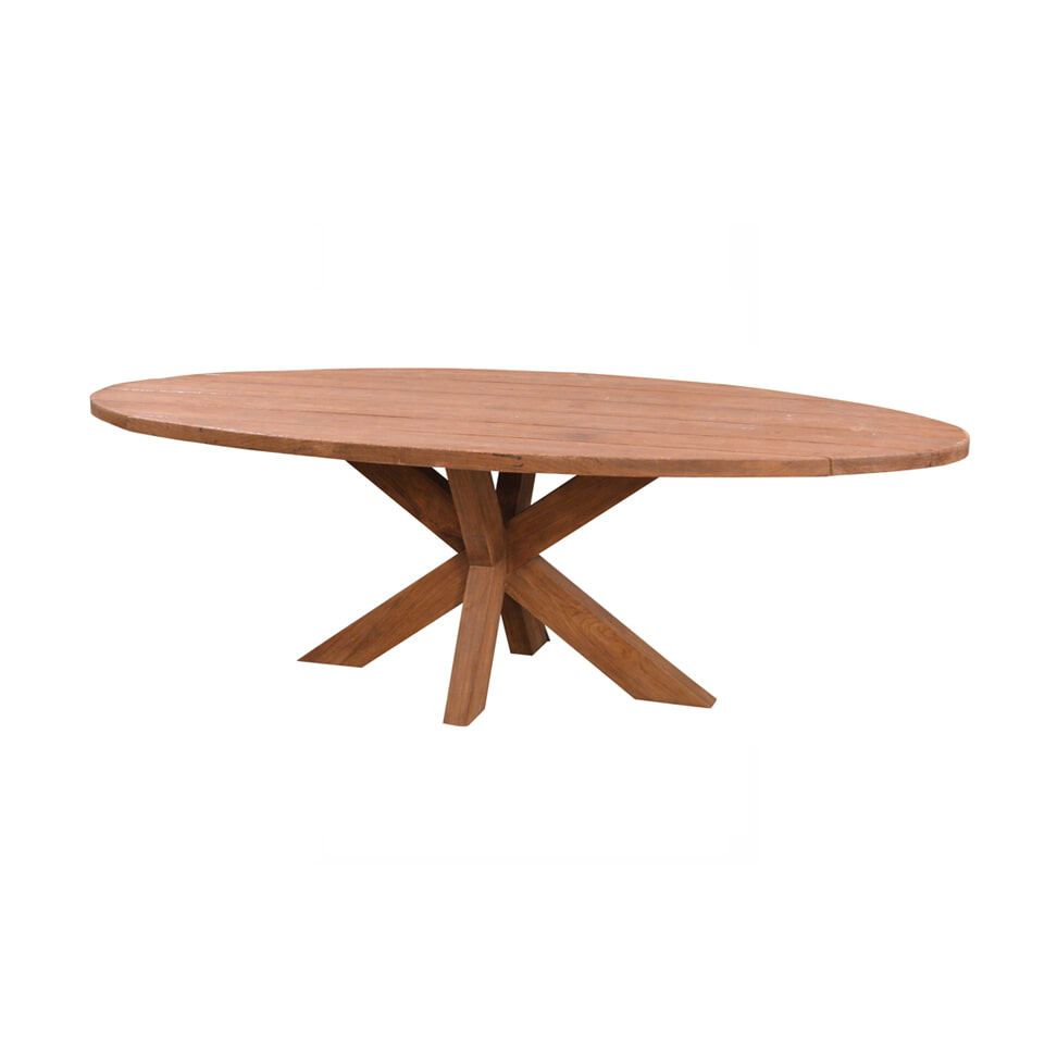 Livingfurn Ovale Tuintafel 'Beek' Teak, 240 x 110cm