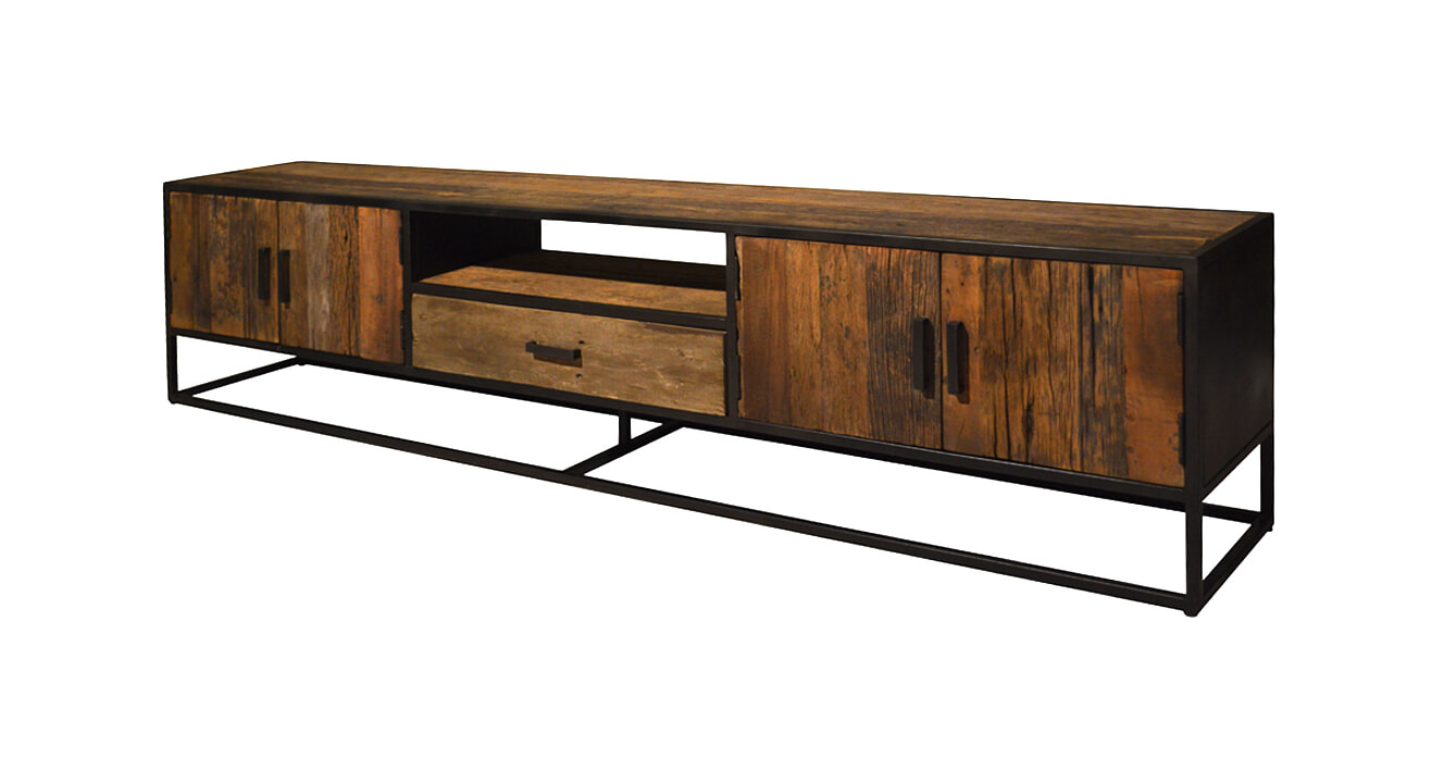 Livingfurn TV-meubel Dakota Riverwood en staal, 240cm - Hout