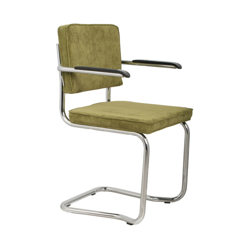 Set van 2 MARIA kaki groene corduroy sledestoelen - HAPPY GARDEN Set van 2 MARIA kaki groene corduroy sledestoelen - HAPPY GARDEN