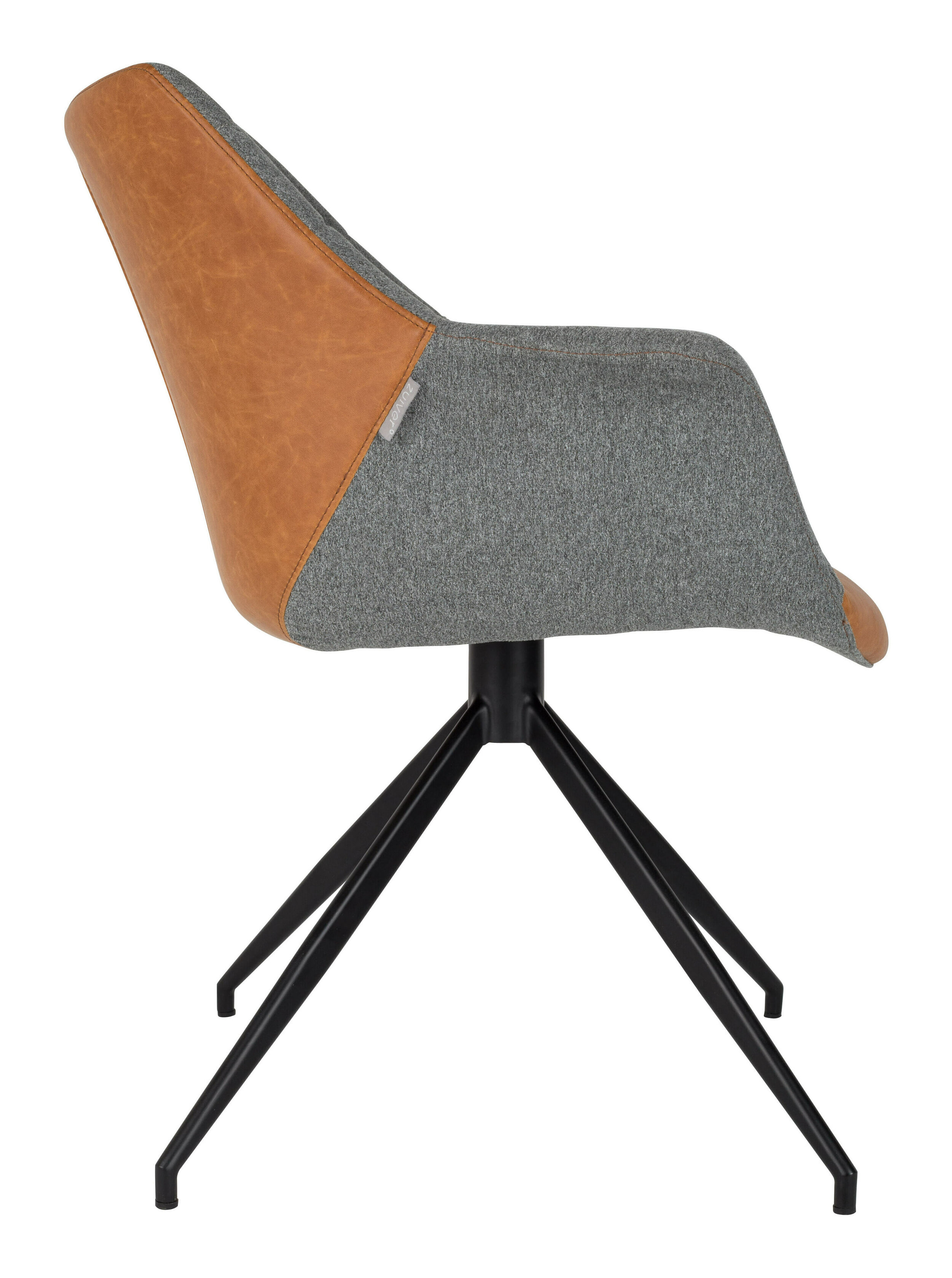 Zuiver Eetkamerstoel 'Doulton' PU en stof, kleur Grijs/Bruin