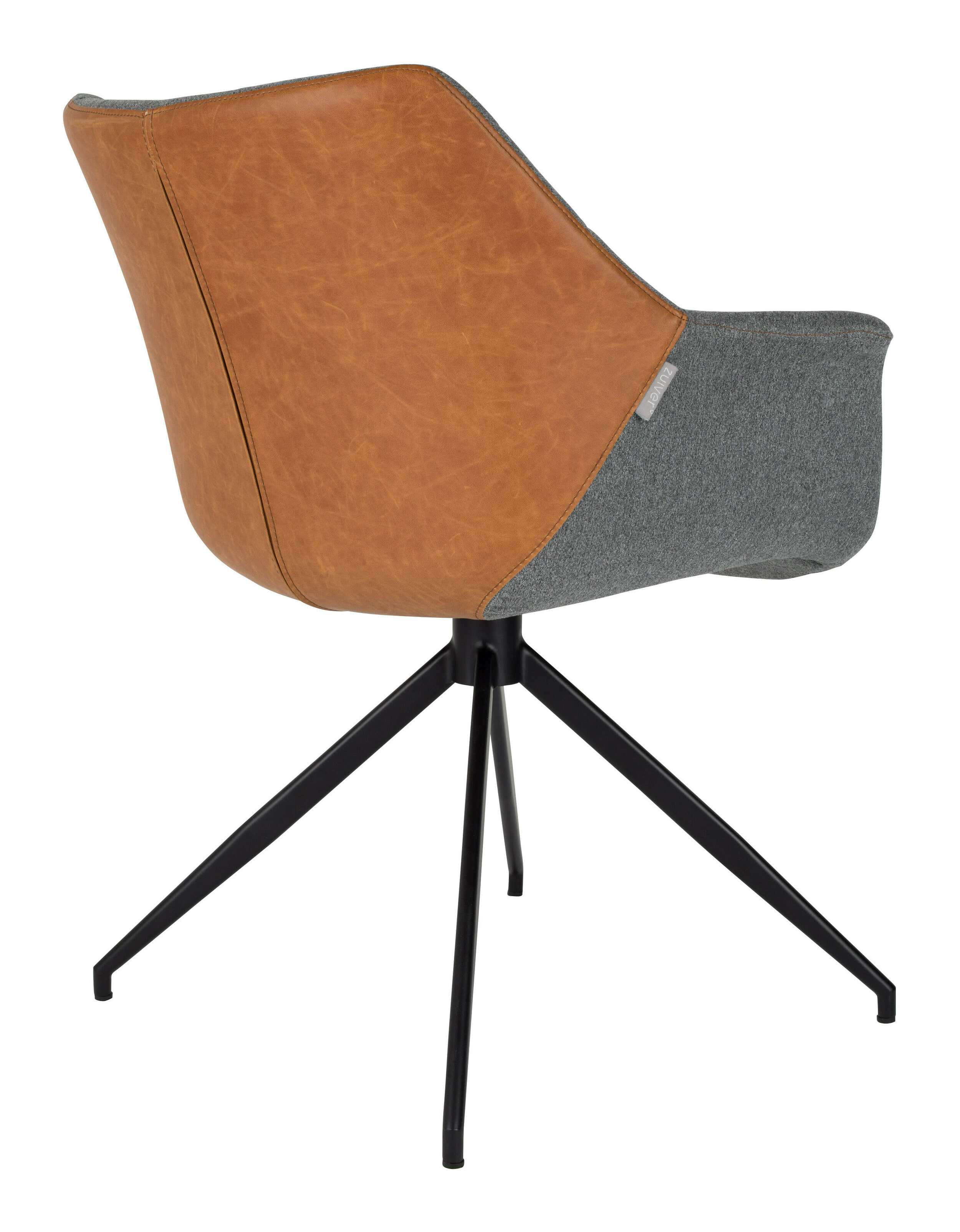 Zuiver Eetkamerstoel 'Doulton' PU en stof, kleur Grijs/Bruin