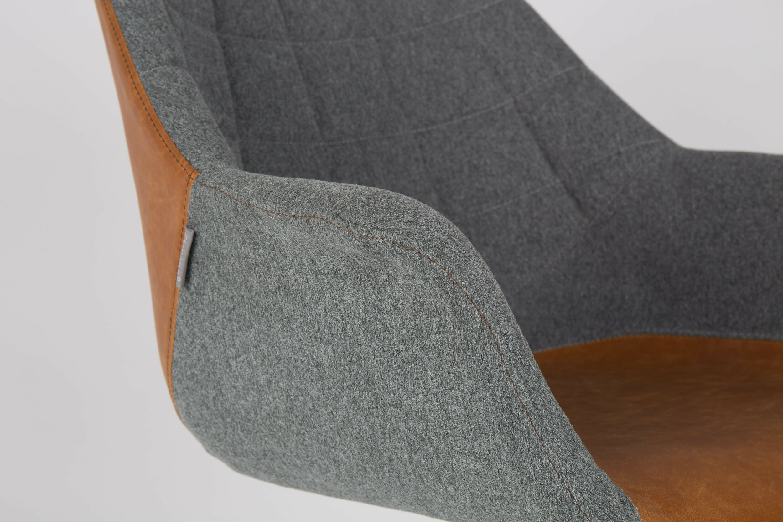 Zuiver Eetkamerstoel 'Doulton' PU en stof, kleur Grijs/Bruin