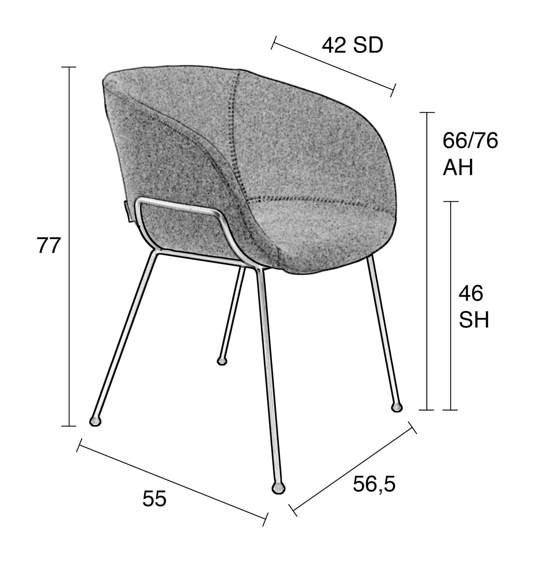 Zuiver Eetkamerstoel 'Feston' Stof, kleur Grijs