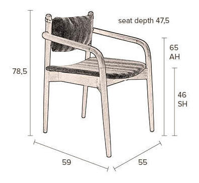 Dutchbone Eetkamerstoel 'Torrance' met armleuning