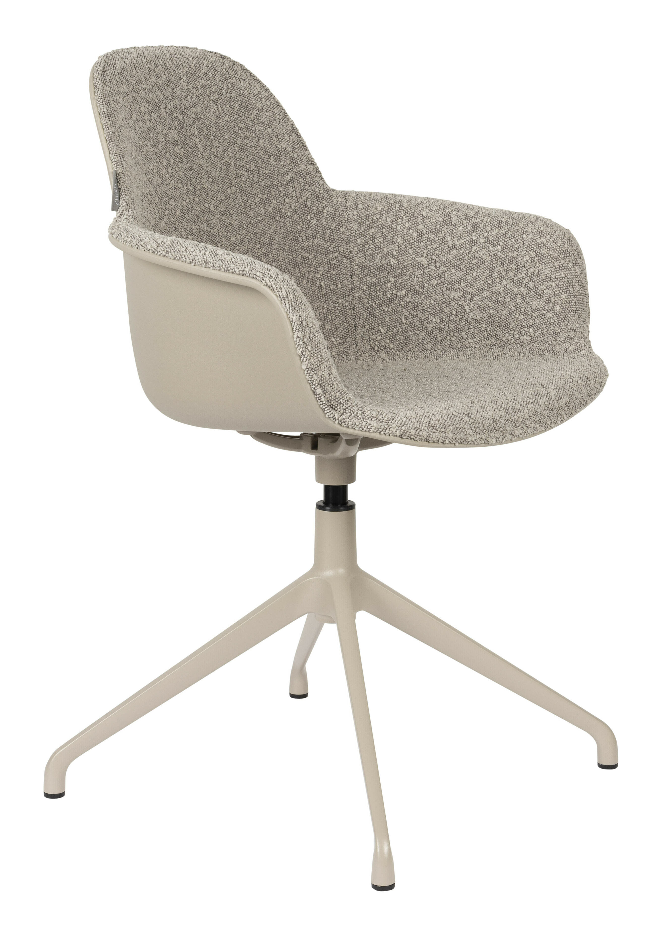Zuiver Draaibare Eetkamerstoel 'Albert Kuip' Met armleuning, Bouclé, kleur Taupe