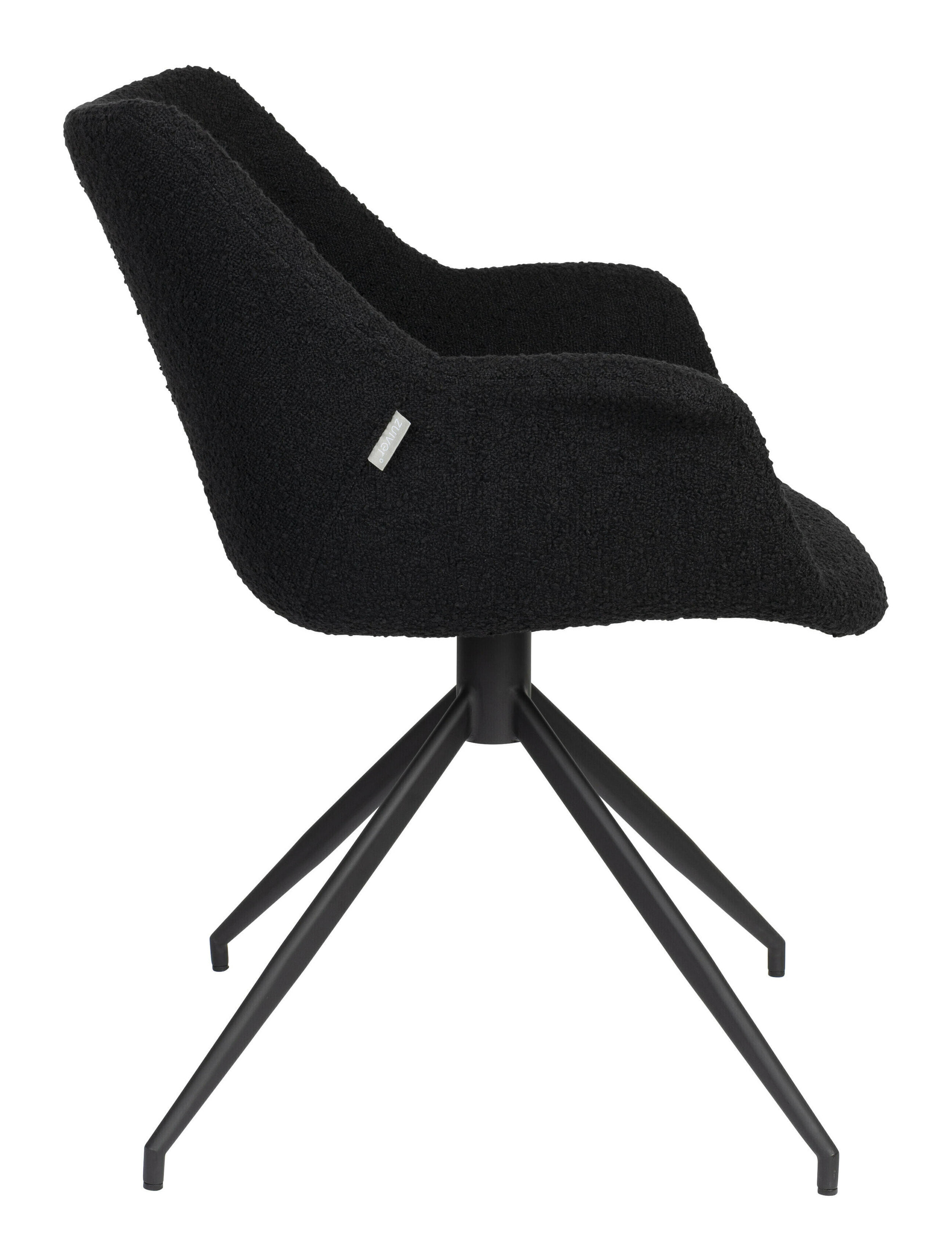 Zuiver Draaibare Eetkamerstoel 'Doulton' Bouclé, kleur Zwart