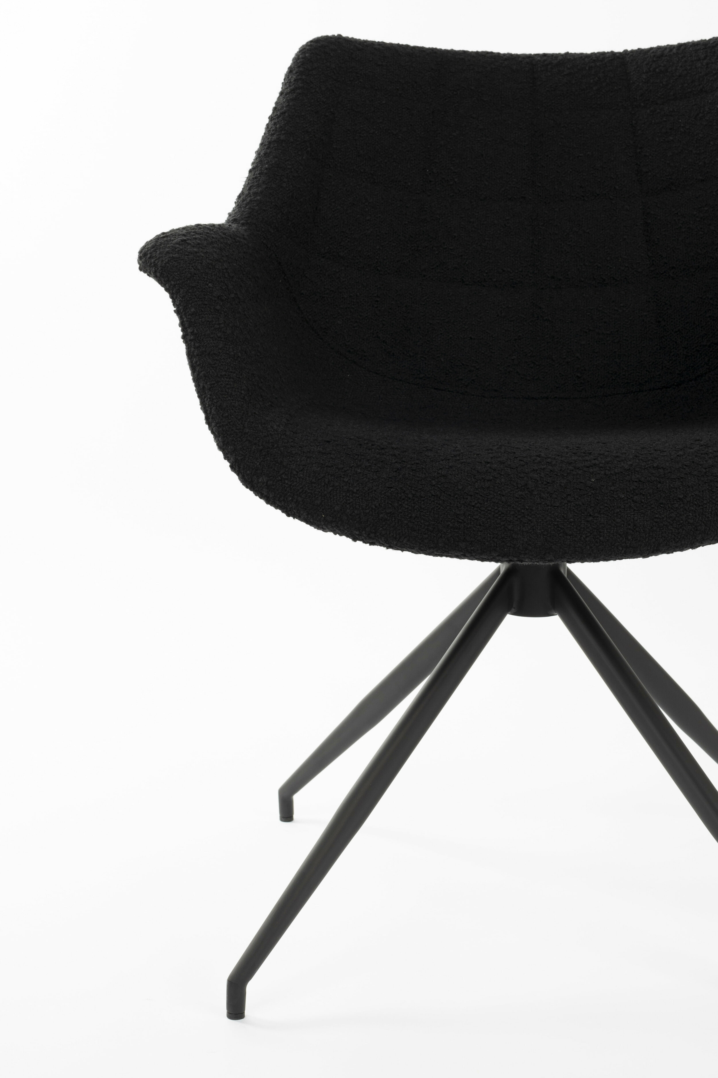 Zuiver Draaibare Eetkamerstoel 'Doulton' Bouclé, kleur Zwart