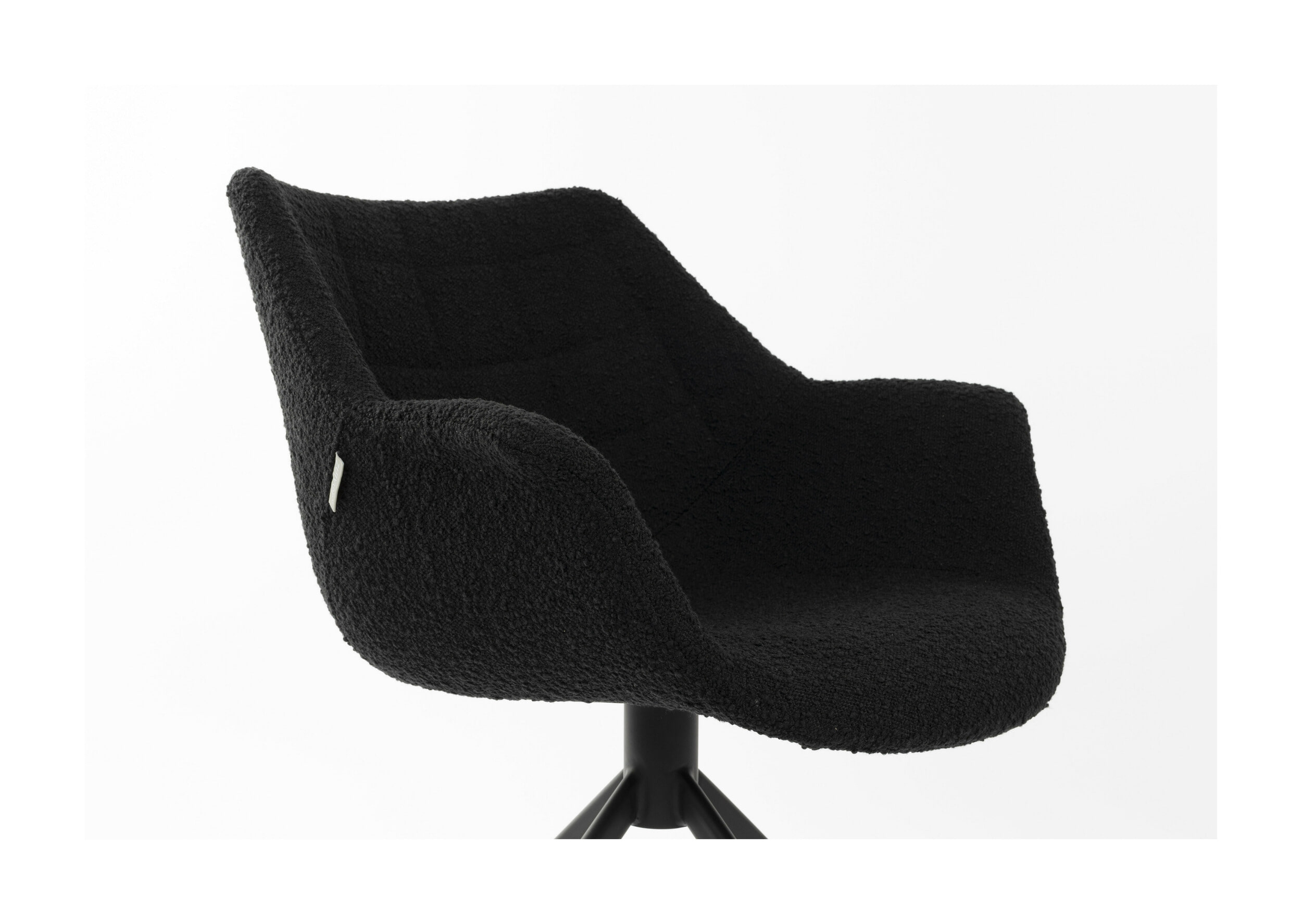 Zuiver Draaibare Eetkamerstoel 'Doulton' Bouclé, kleur Zwart