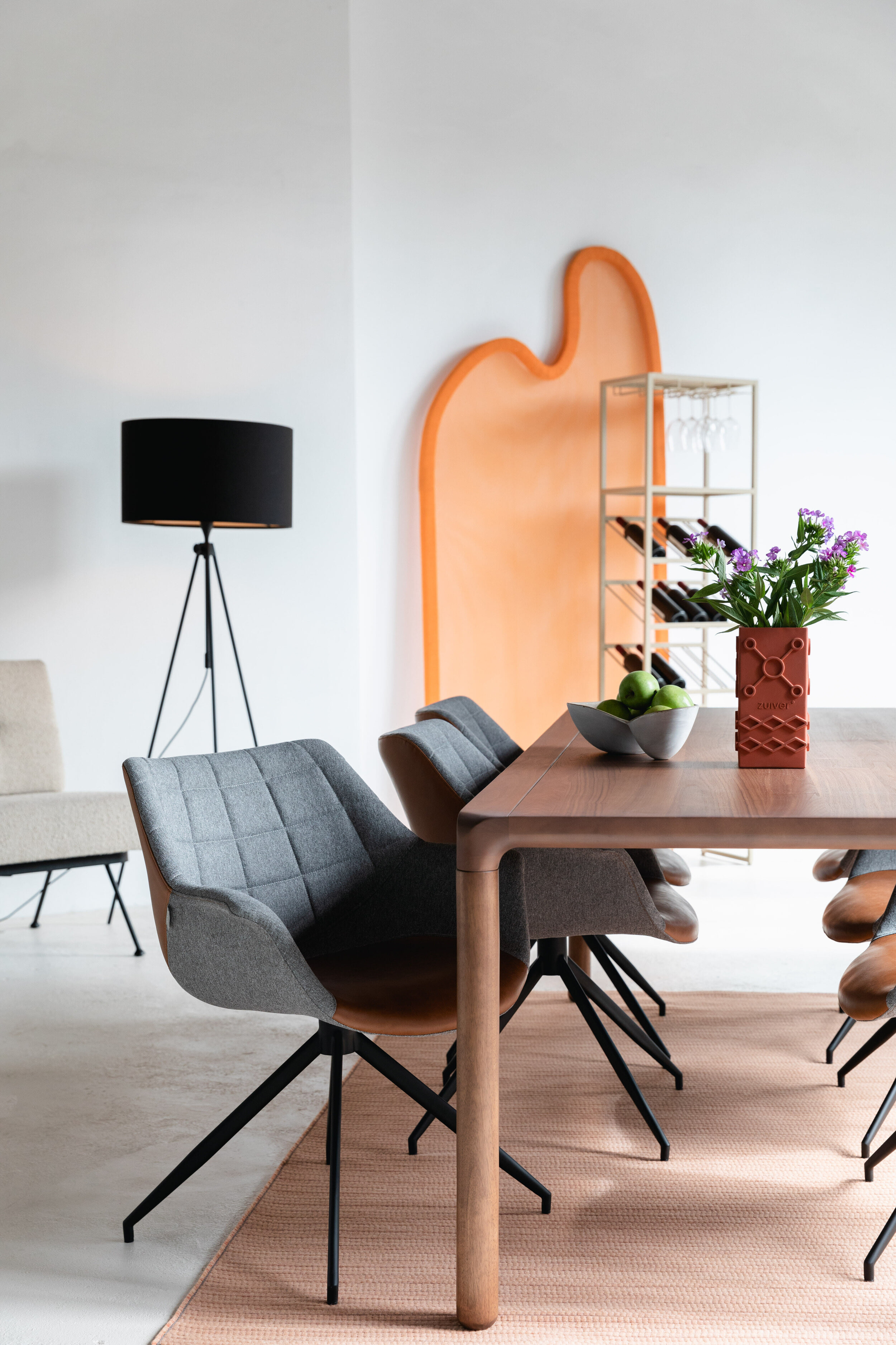 Zuiver Eetkamerstoel 'Doulton' Draaibaar Stof / PU, kleur Grijs / Bruin