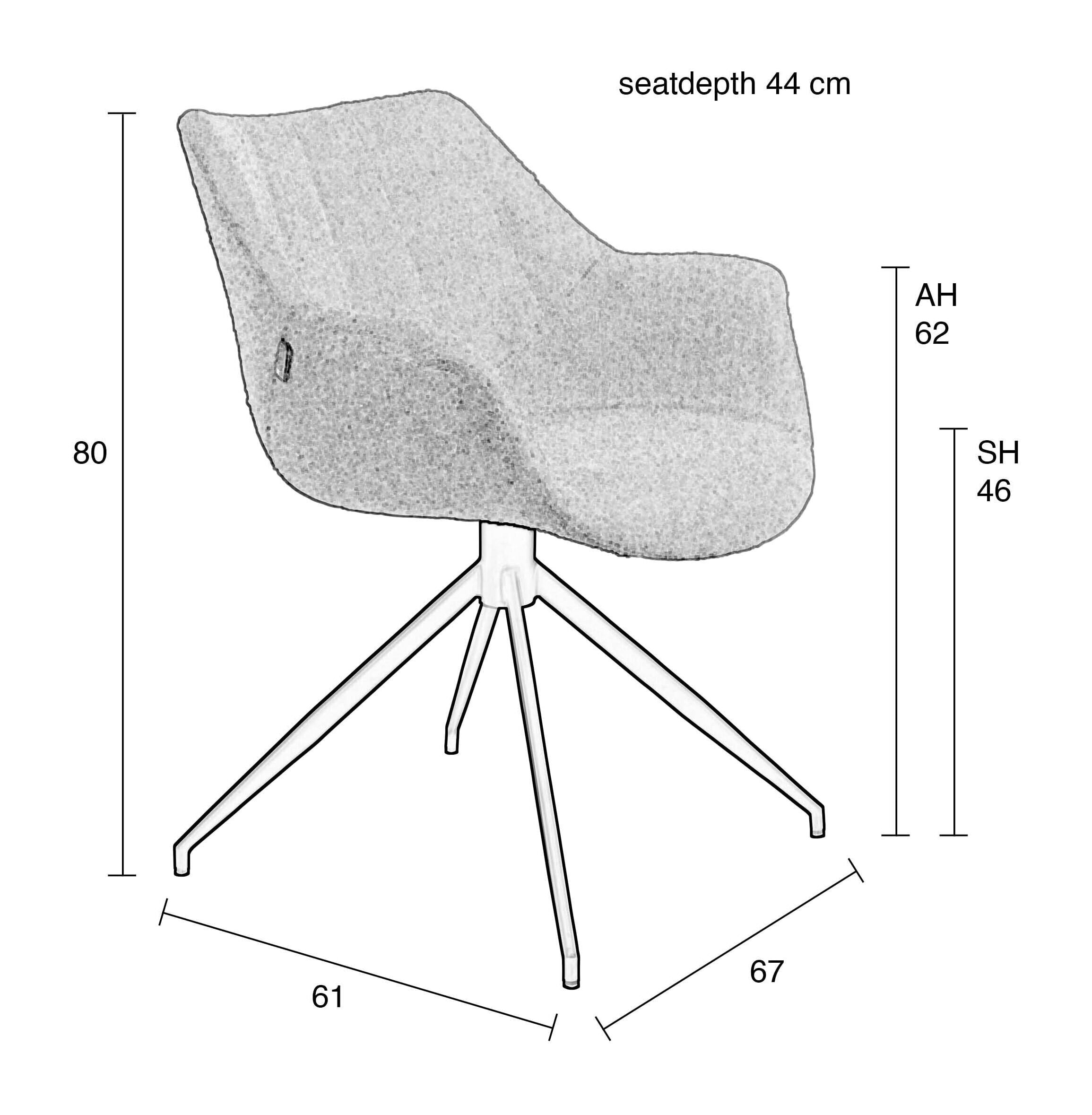 Zuiver Eetkamerstoel 'Doulton' Draaibaar Stof / PU, kleur Grijs / Bruin