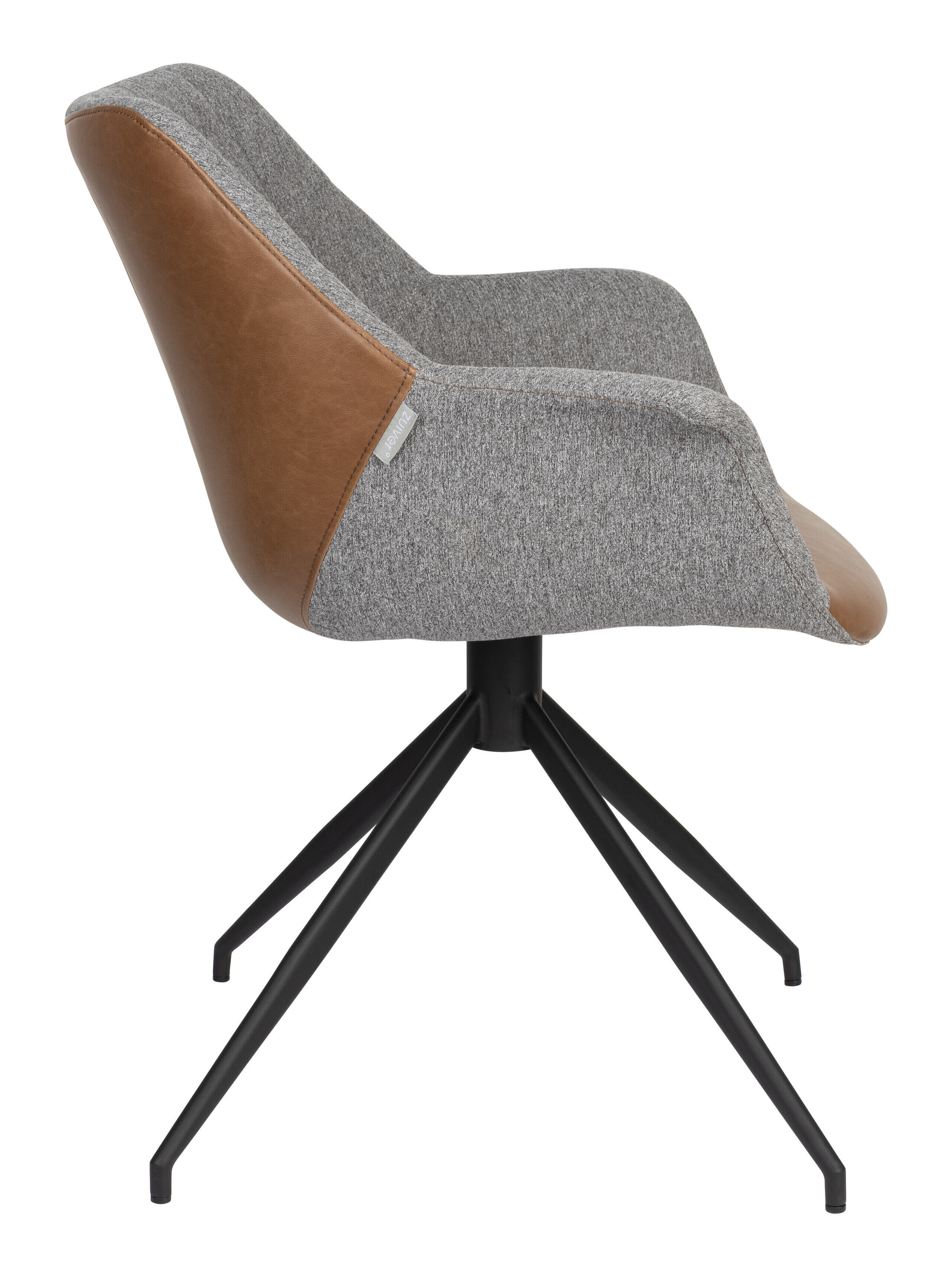 Zuiver Eetkamerstoel 'Doulton' Draaibaar Stof / PU, kleur Grijs / Bruin