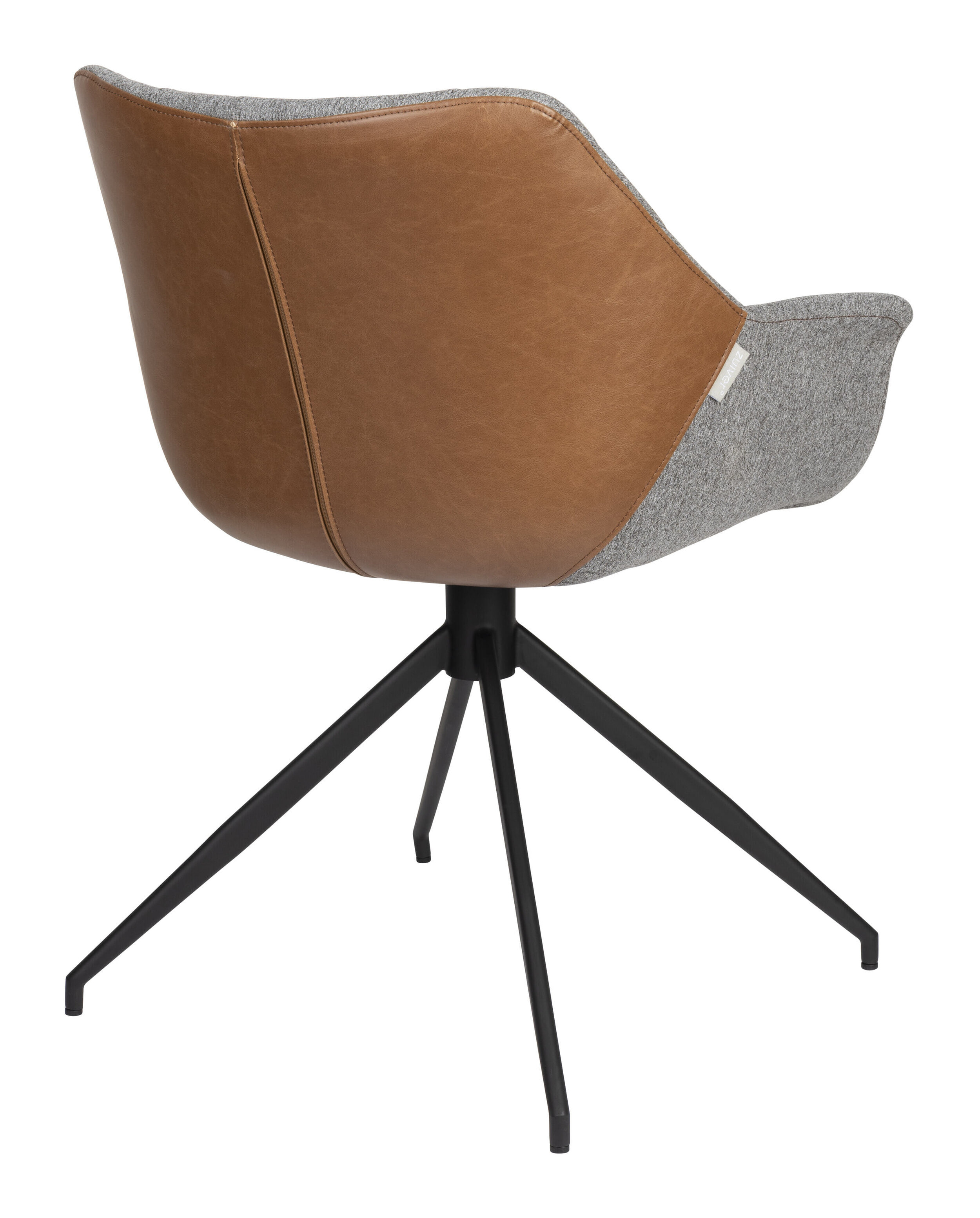 Zuiver Eetkamerstoel 'Doulton' Draaibaar Stof / PU, kleur Grijs / Bruin