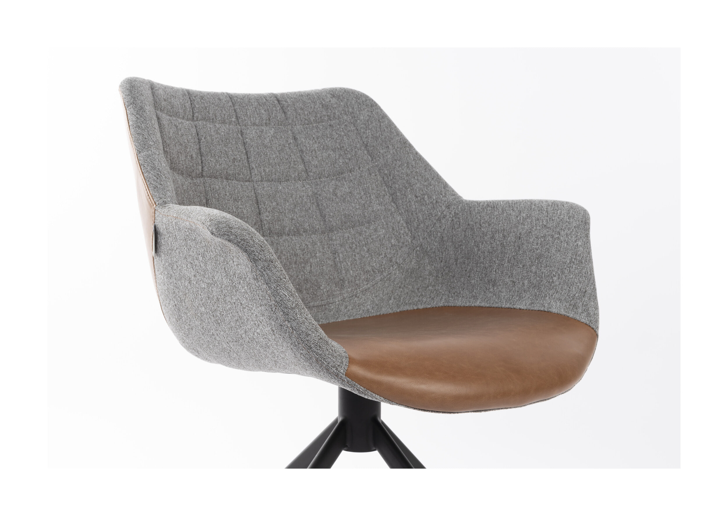 Zuiver Eetkamerstoel 'Doulton' Draaibaar Stof / PU, kleur Grijs / Bruin