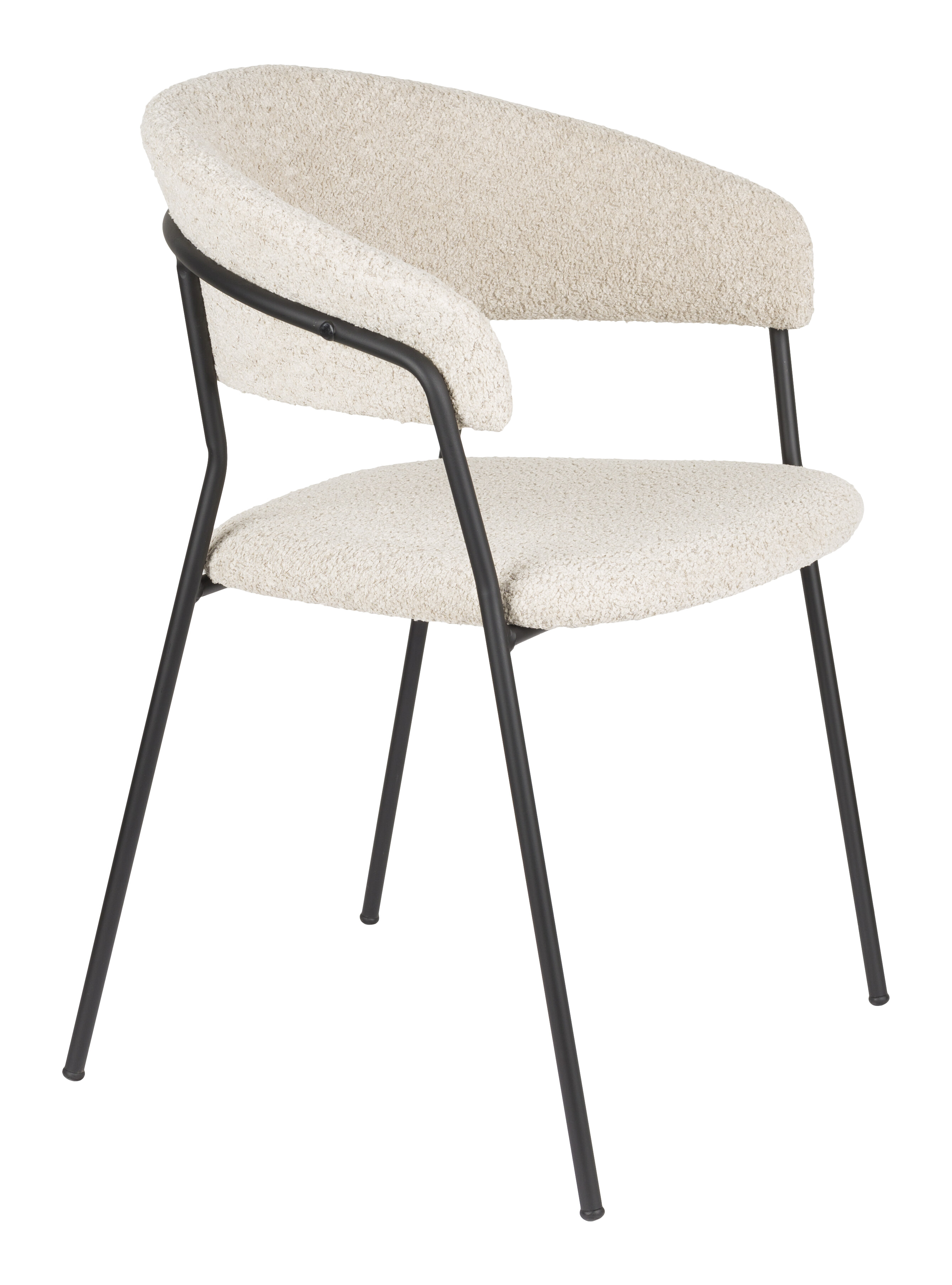 ZILT Eetkamerstoel Kashmir Bouclé - Off White/Zwart