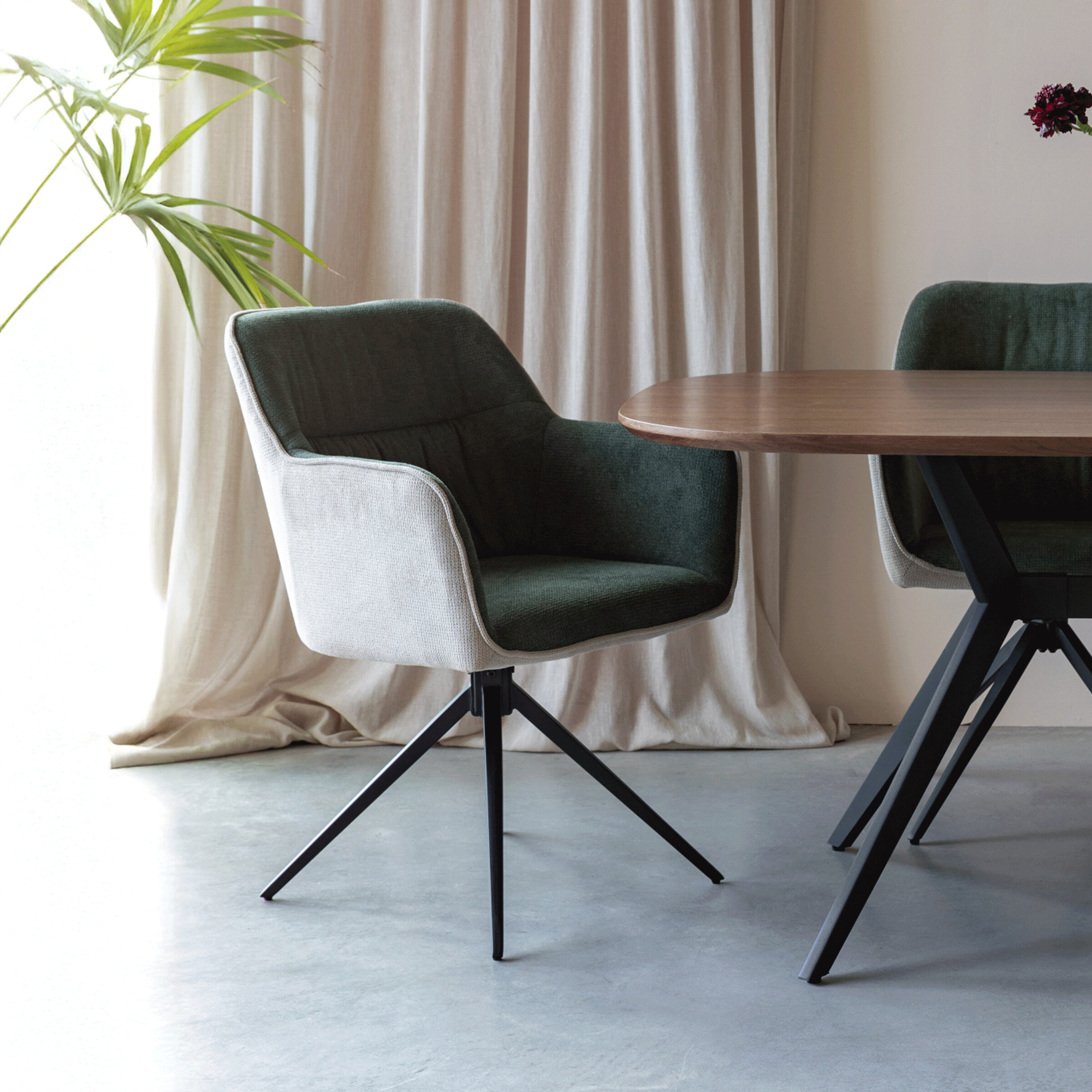 ZILT Eetkamerstoel 'Hasani' kleur Beige/Groen
