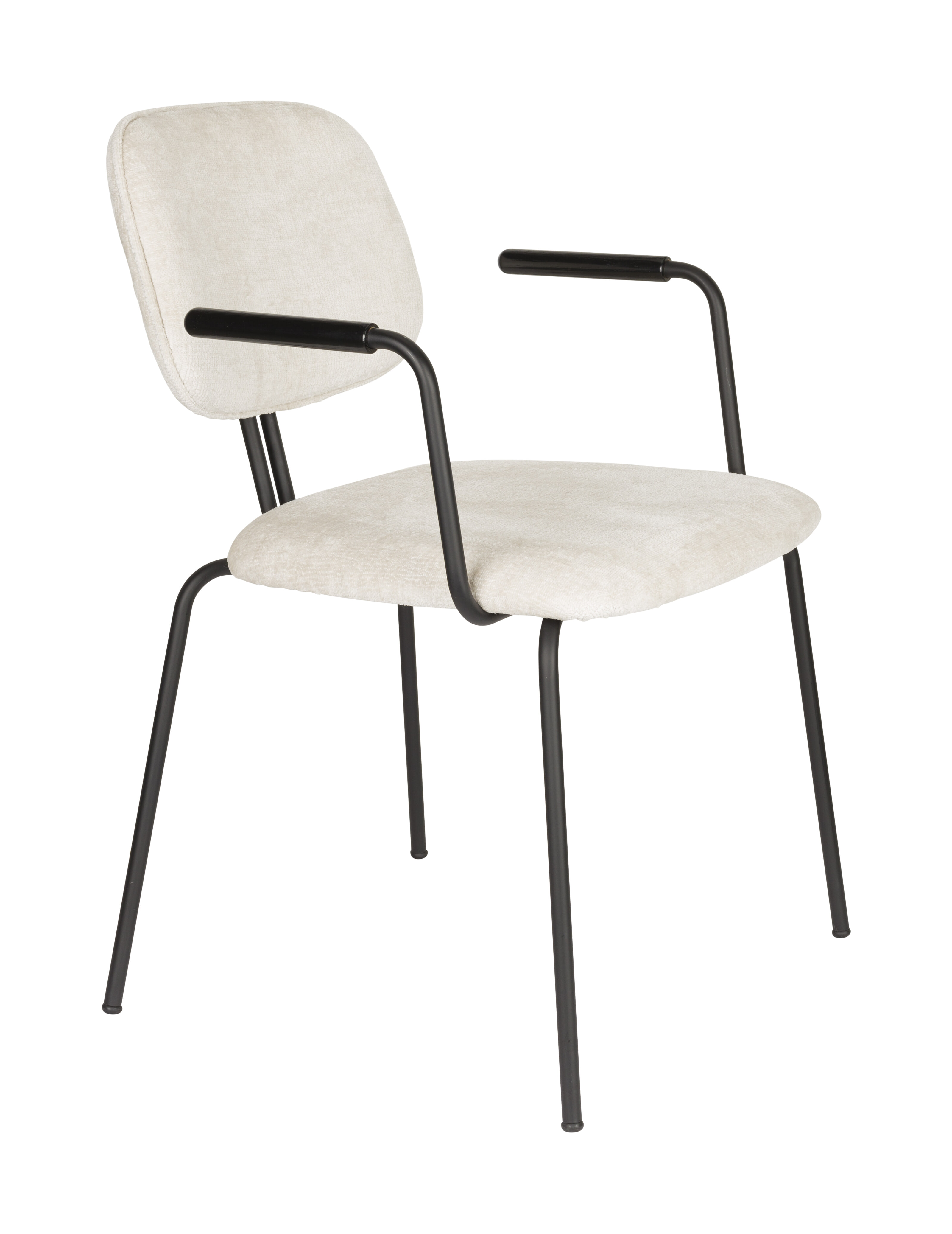 ZILT Eetkamerstoel Latisha Met armleuning, Chenille - Off White