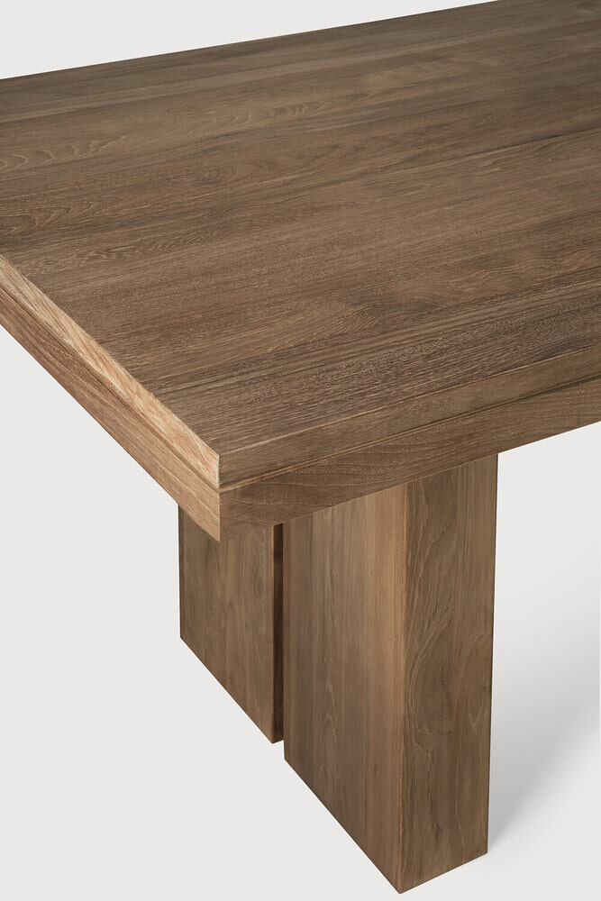 Ethnicraft Uitschuifbare Eettafel 'Double' Ruw Teakhout, 200/300 x 100cm, kleur Bruin