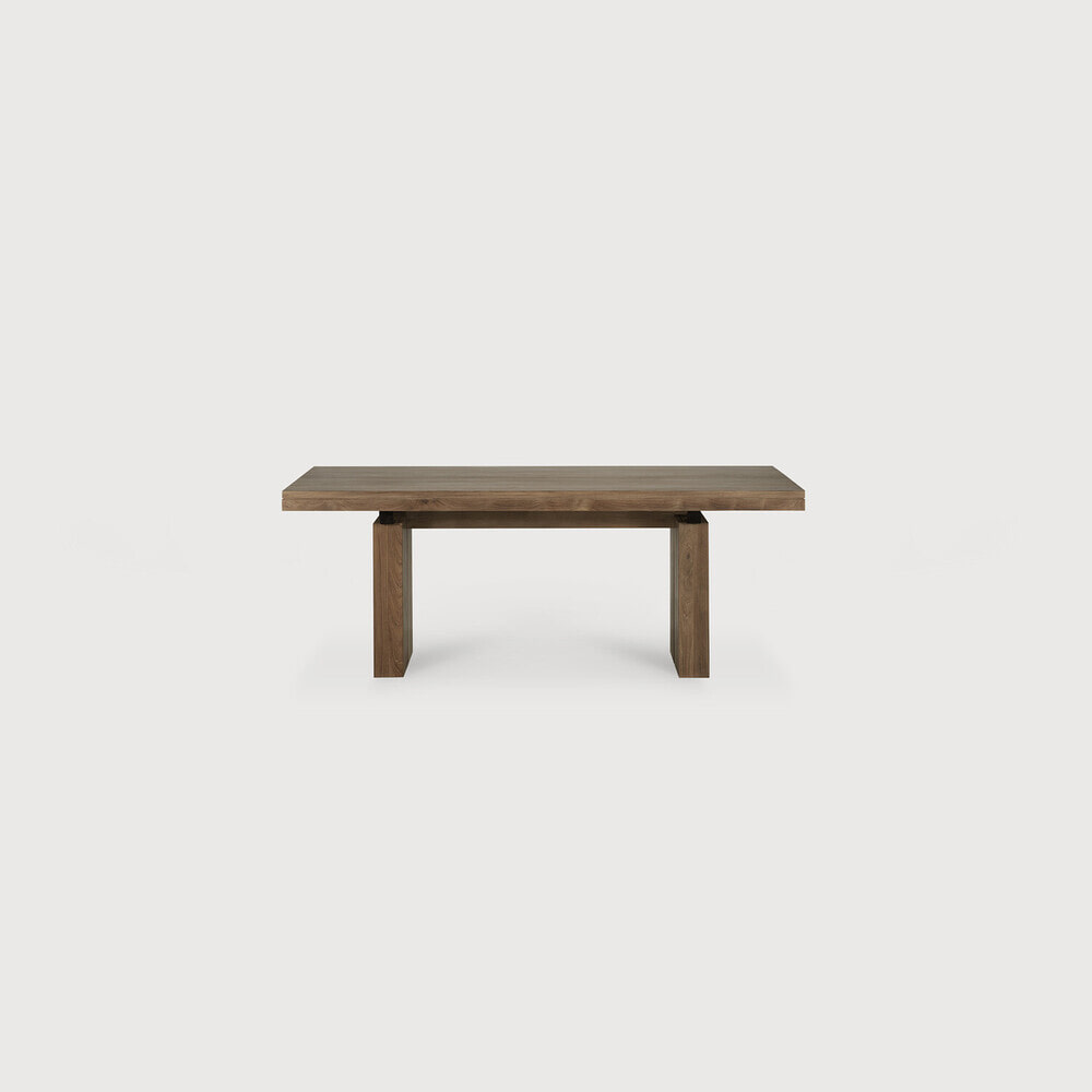 Ethnicraft Uitschuifbare Eettafel 'Double' Ruw Teakhout, 200/300 x 100cm, kleur Bruin