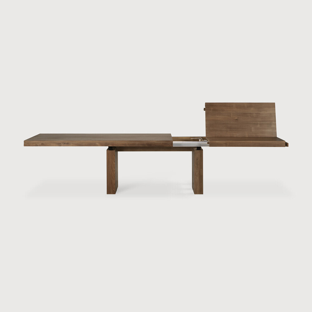 Ethnicraft Uitschuifbare Eettafel 'Double' Ruw Teakhout, 200/300 x 100cm, kleur Bruin