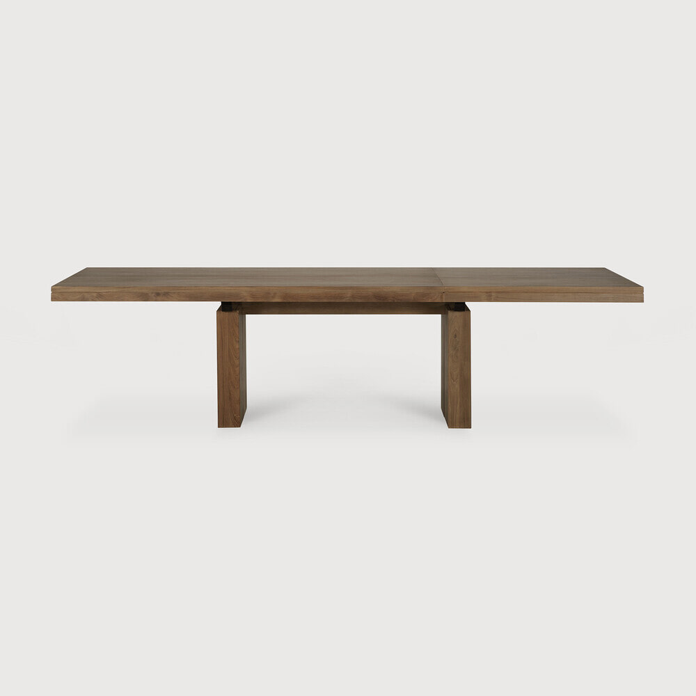 Ethnicraft Uitschuifbare Eettafel 'Double' Ruw Teakhout, 200/300 x 100cm, kleur Bruin