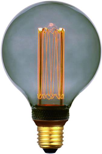 BASE Kooldraadlamp 'Tarika' 9,5cm, E27 8W, kleur Smoke, dimbaar