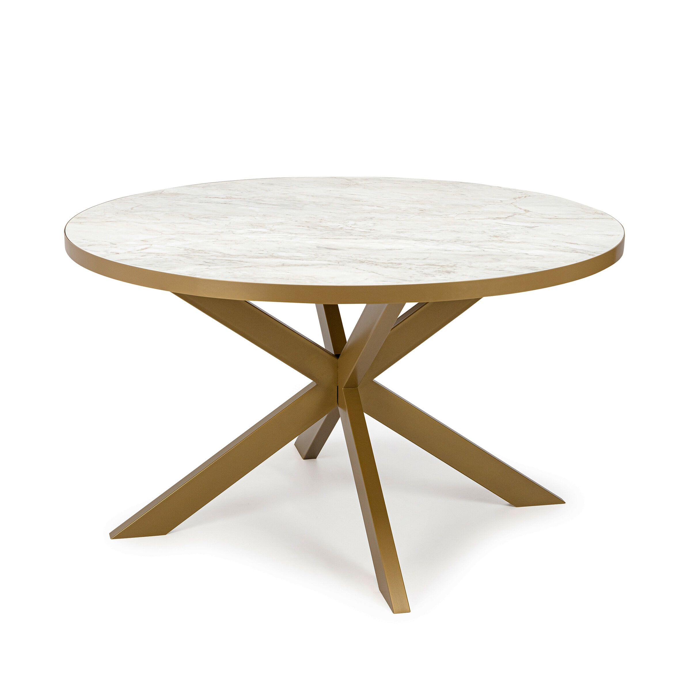 Stalux Ronde eettafel Daan - goud / wit marmer