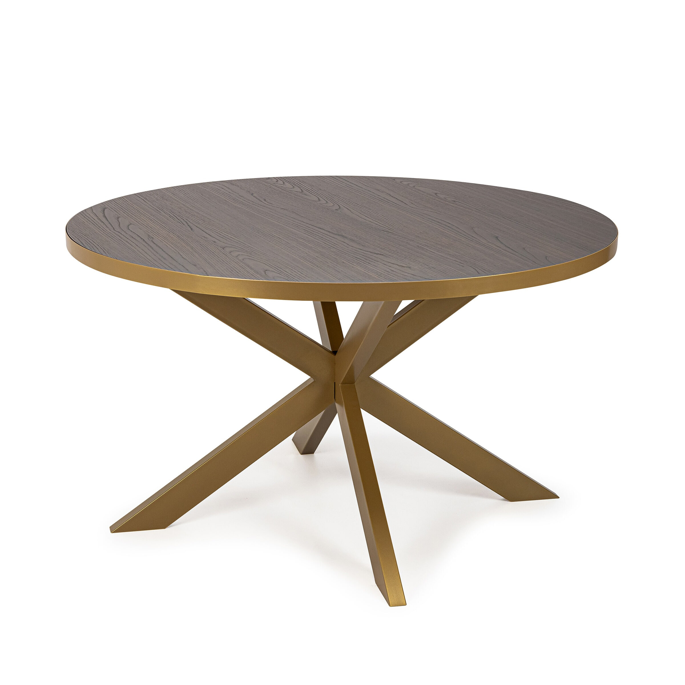 Stalux Ronde eettafel Daan - goud / bruin hout